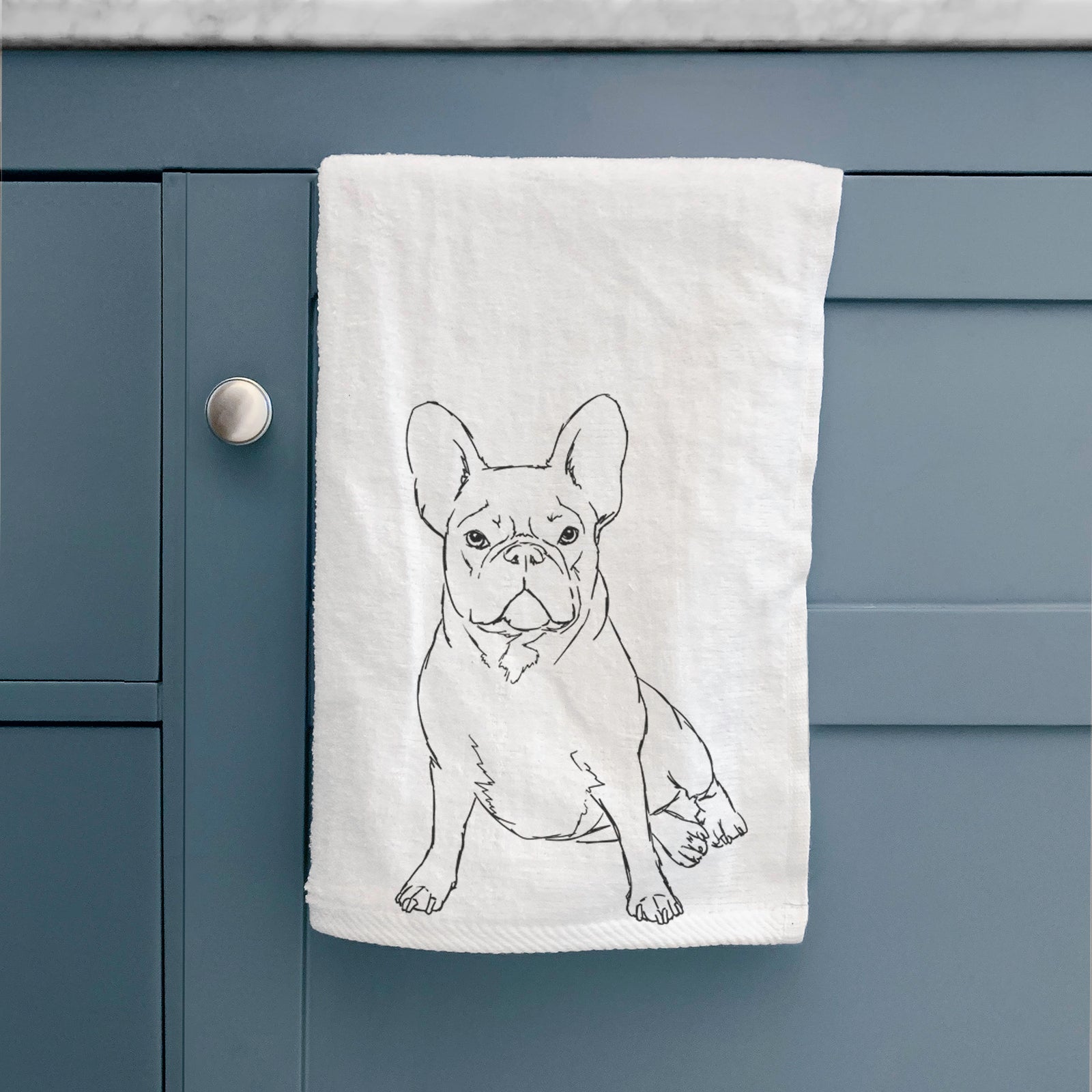 Doodled Violet the French Bulldog Decorative Hand Towel