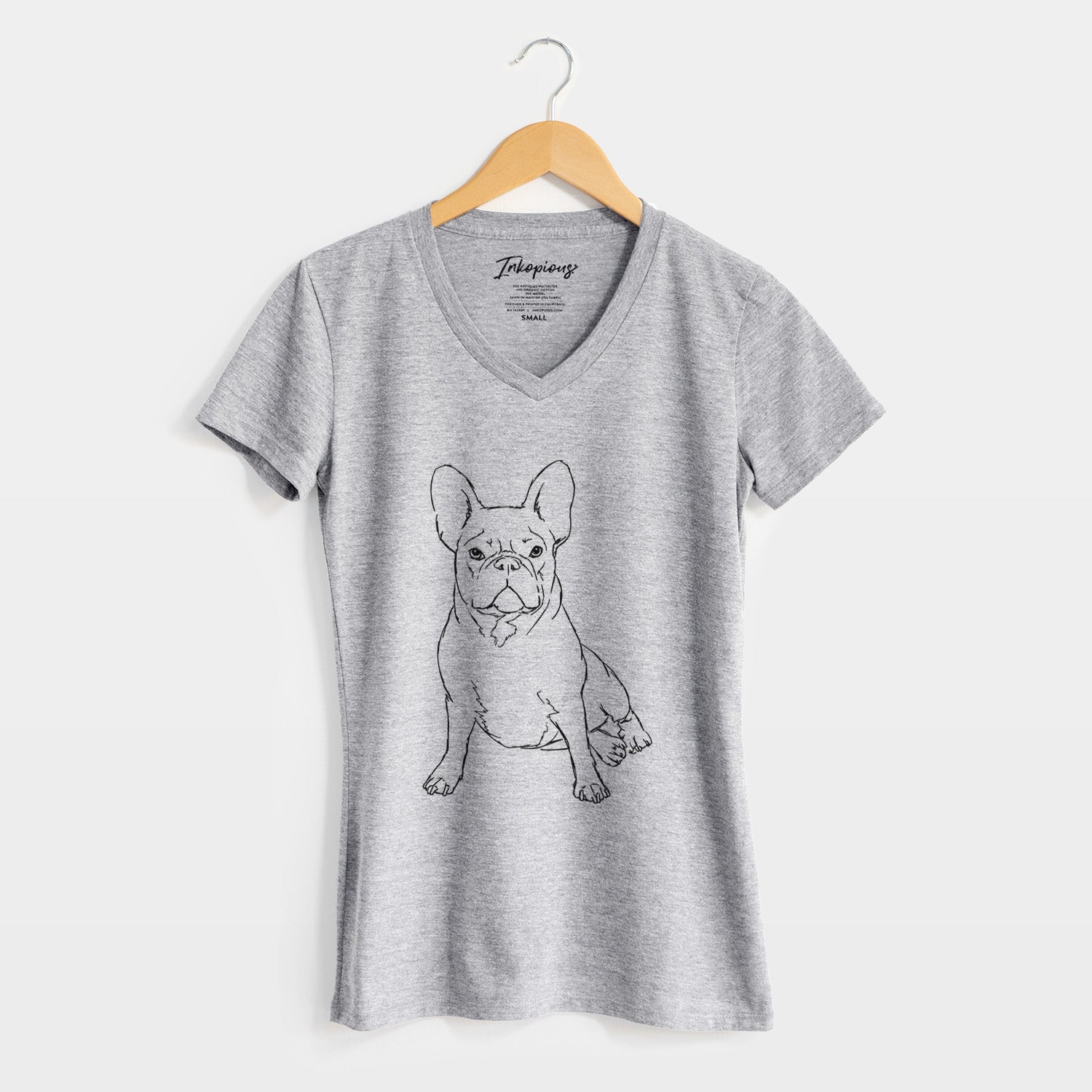 Doodled Violet the French Bulldog - Women's V-neck Shirt