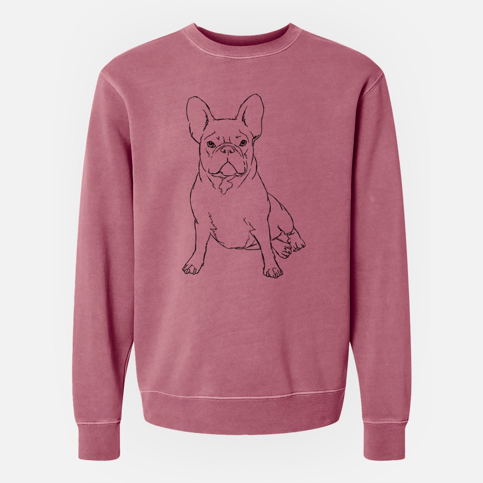 Doodled Violet the French Bulldog - Unisex Pigment Dyed Crew Sweatshirt
