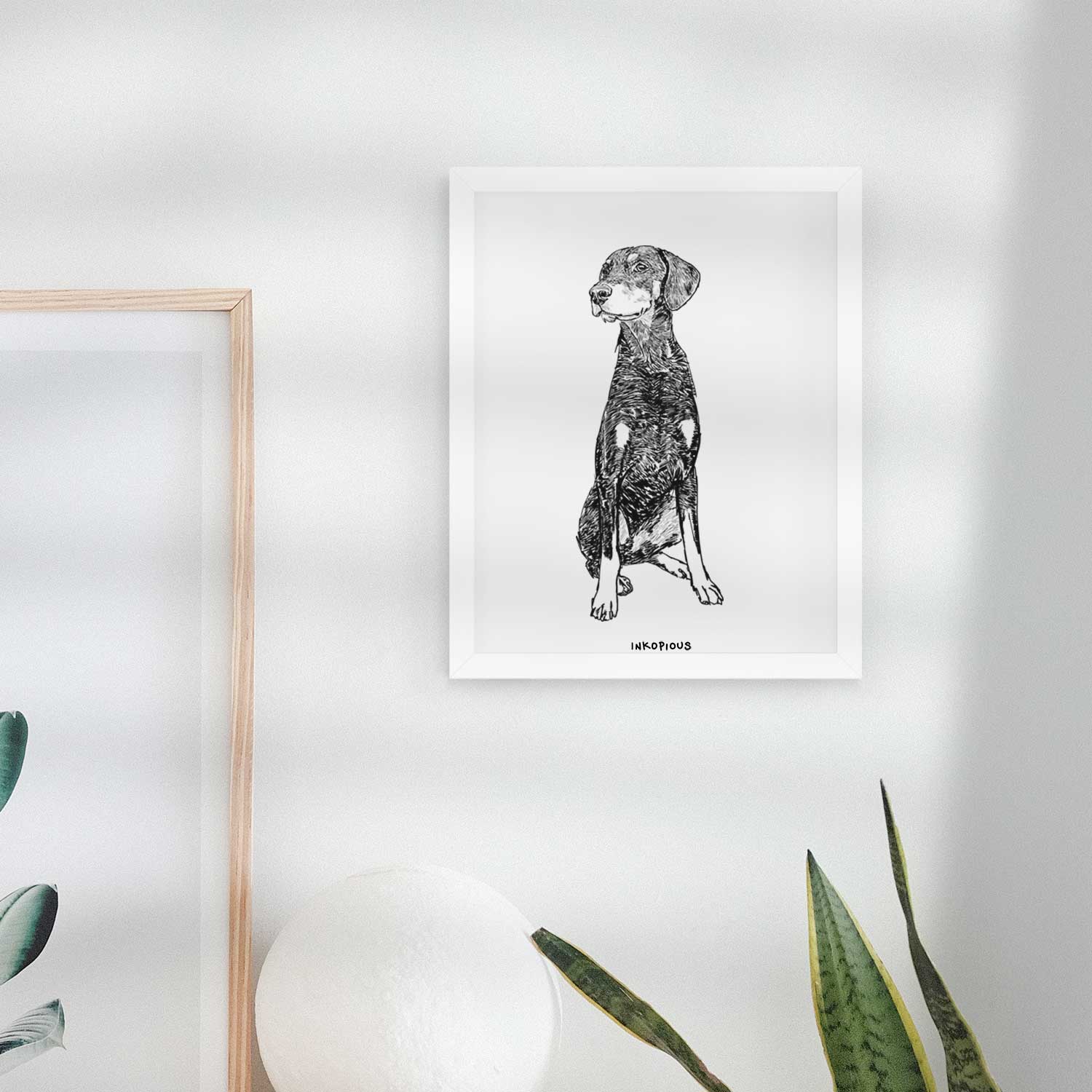 Doodled Whiskey the Doberman Pinscher Art Print