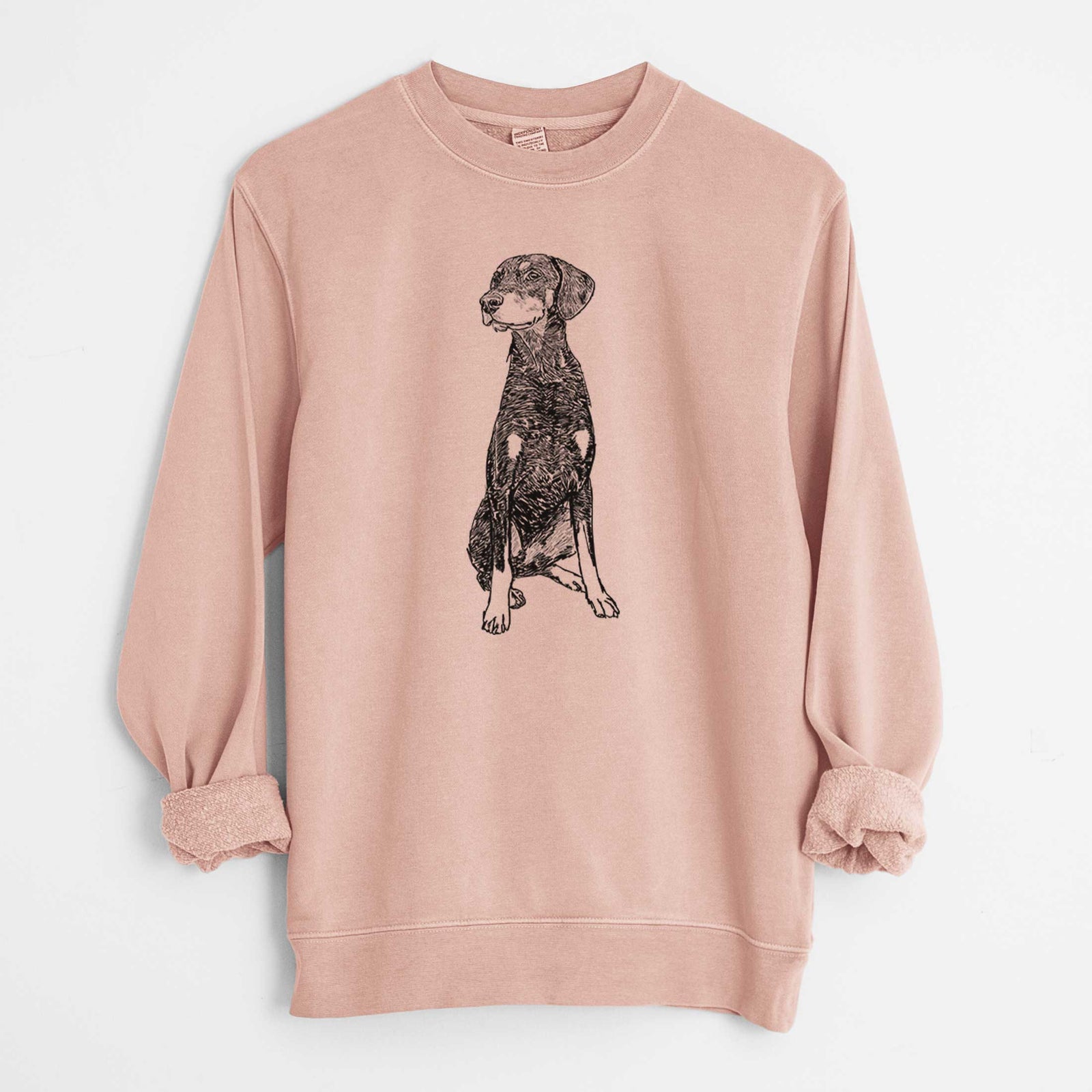 Doodled Whiskey the Doberman Pinscher - Unisex Pigment Dyed Crew Sweatshirt