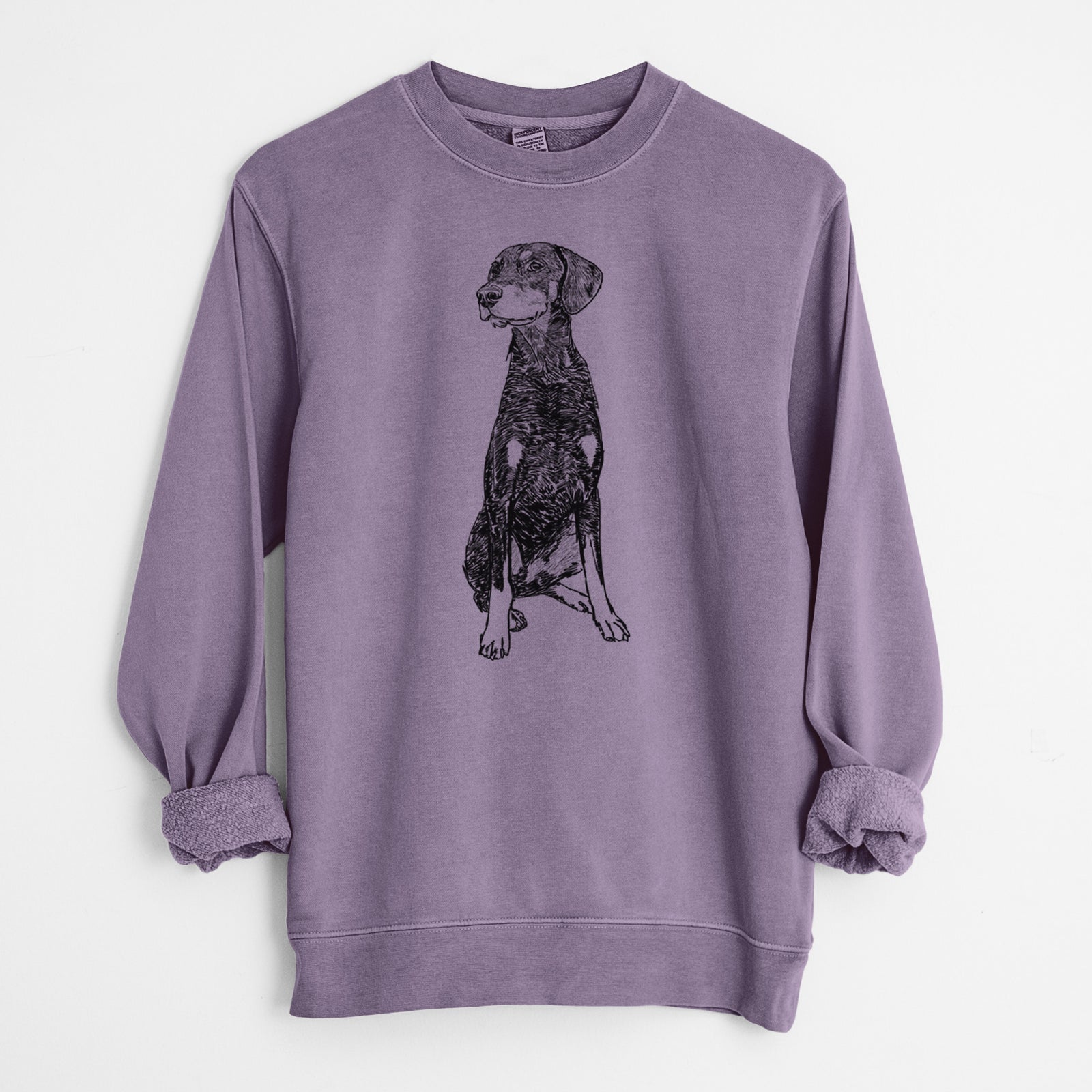 Doodled Whiskey the Doberman Pinscher - Unisex Pigment Dyed Crew Sweatshirt