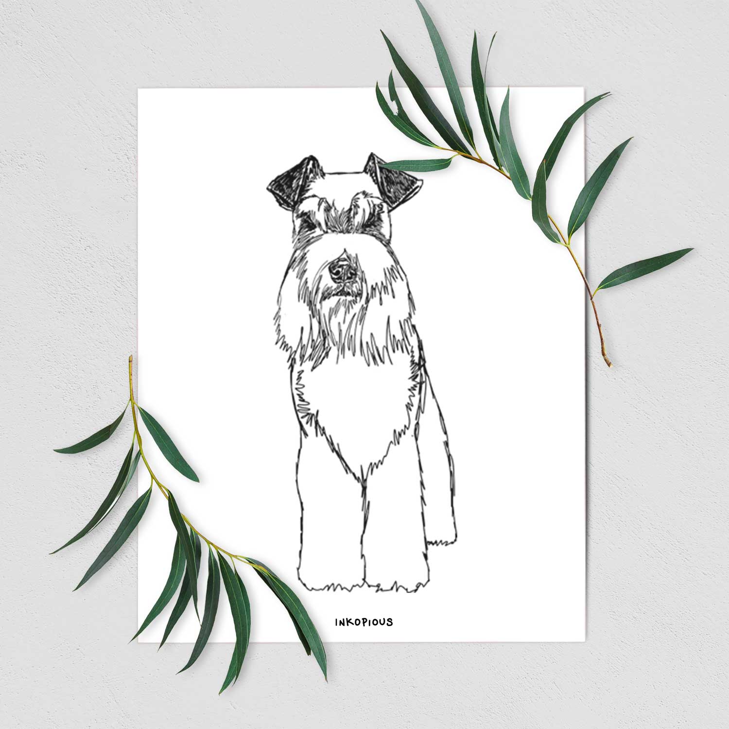 Doodled Wilco the Standard Schnauzer Art Print