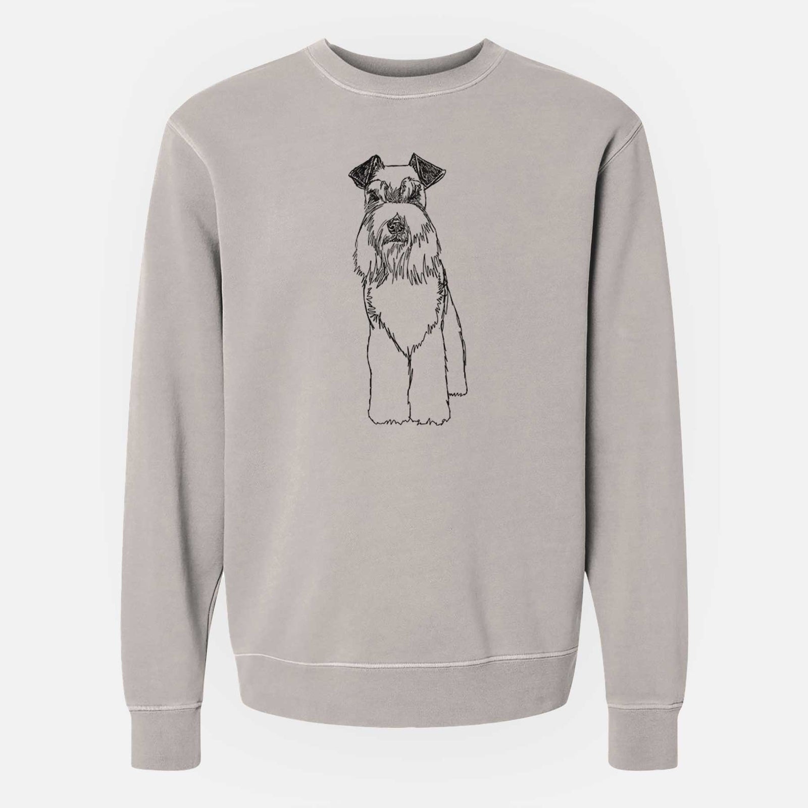 Doodled Wilco the Standard Schnauzer - Unisex Pigment Dyed Crew Sweatshirt