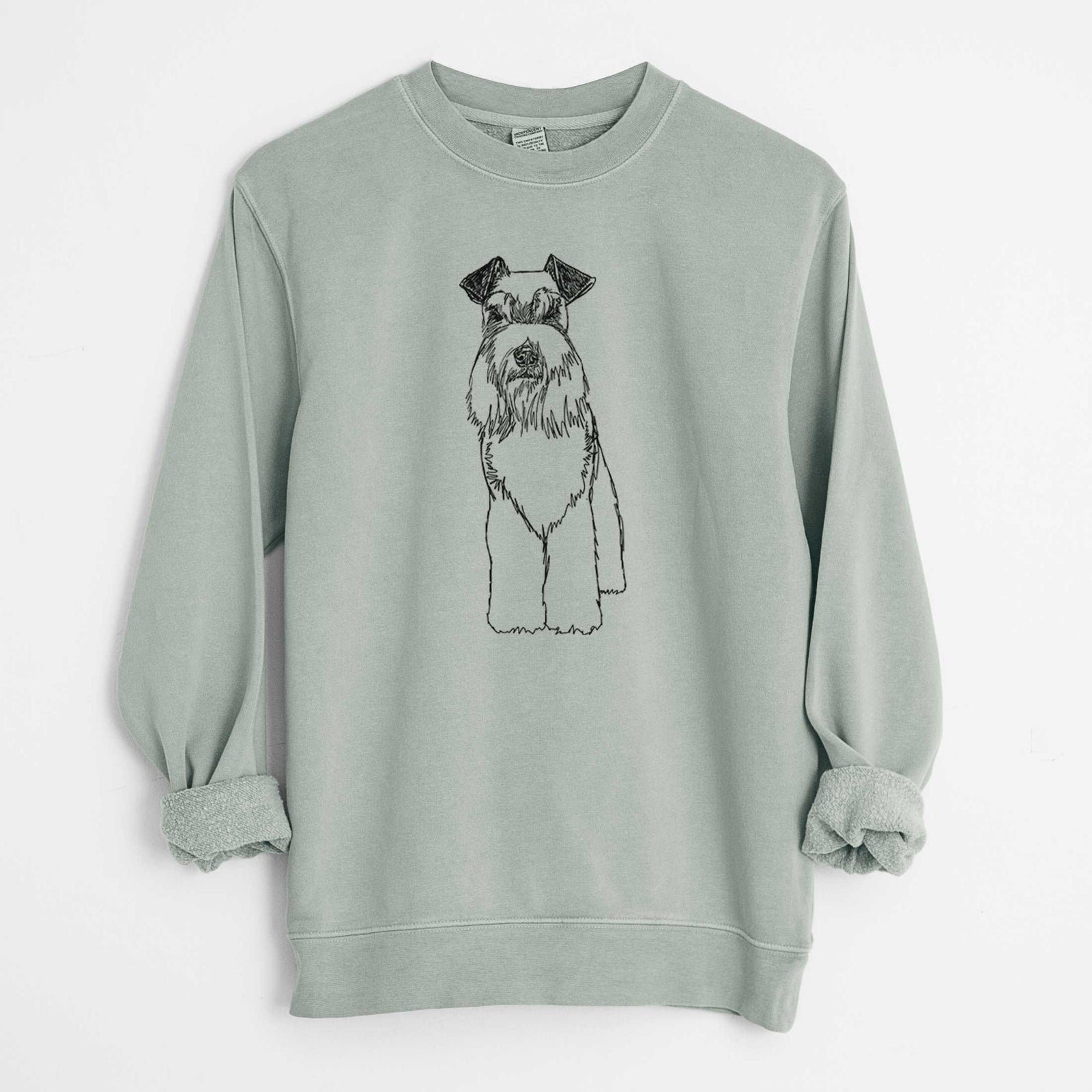 Doodled Wilco the Standard Schnauzer - Unisex Pigment Dyed Crew Sweatshirt