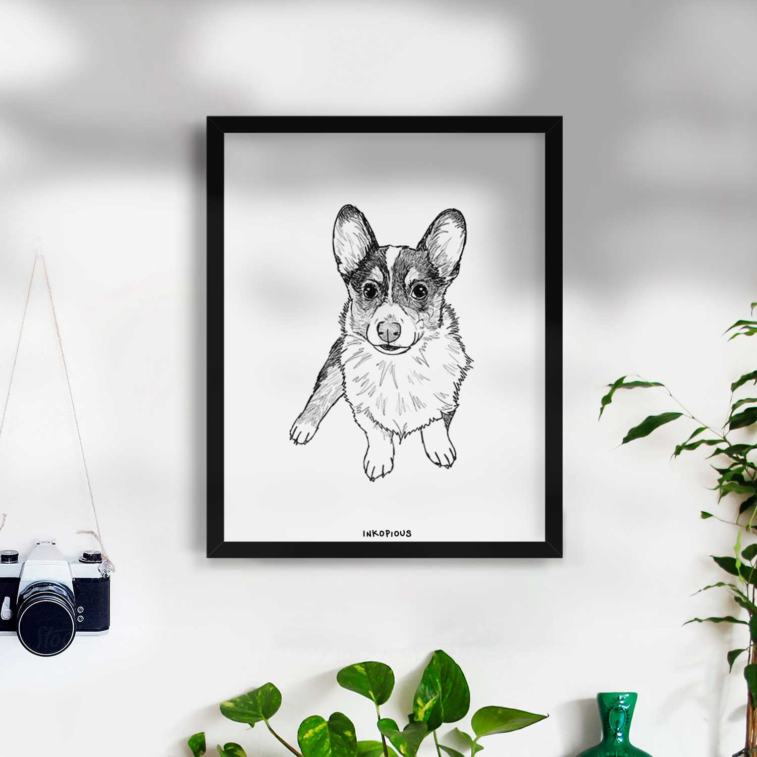 Doodled Winston the Corgi Art Print