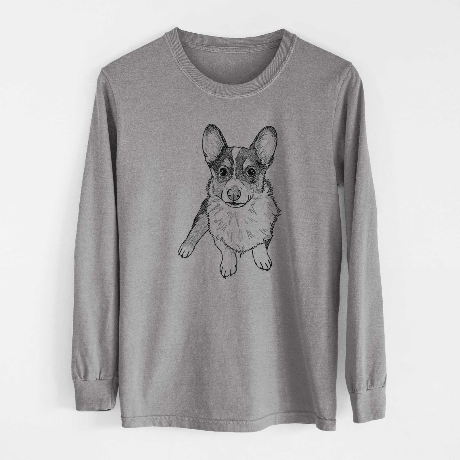 Doodled Winston the Corgi - Heavyweight 100% Cotton Long Sleeve