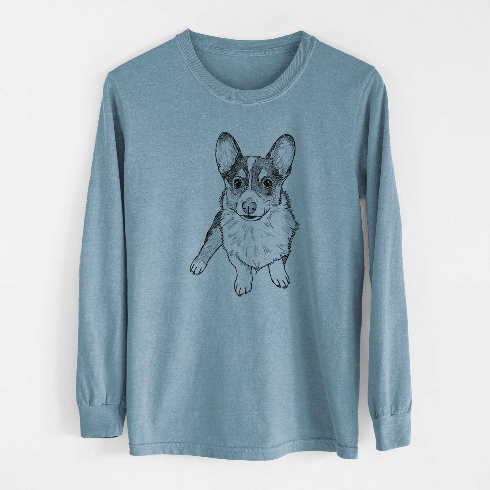 Doodled Winston the Corgi - Heavyweight 100% Cotton Long Sleeve