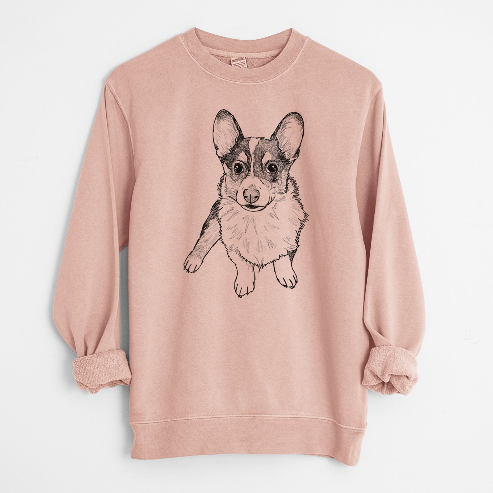 Doodled Winston the Corgi - Unisex Pigment Dyed Crew Sweatshirt