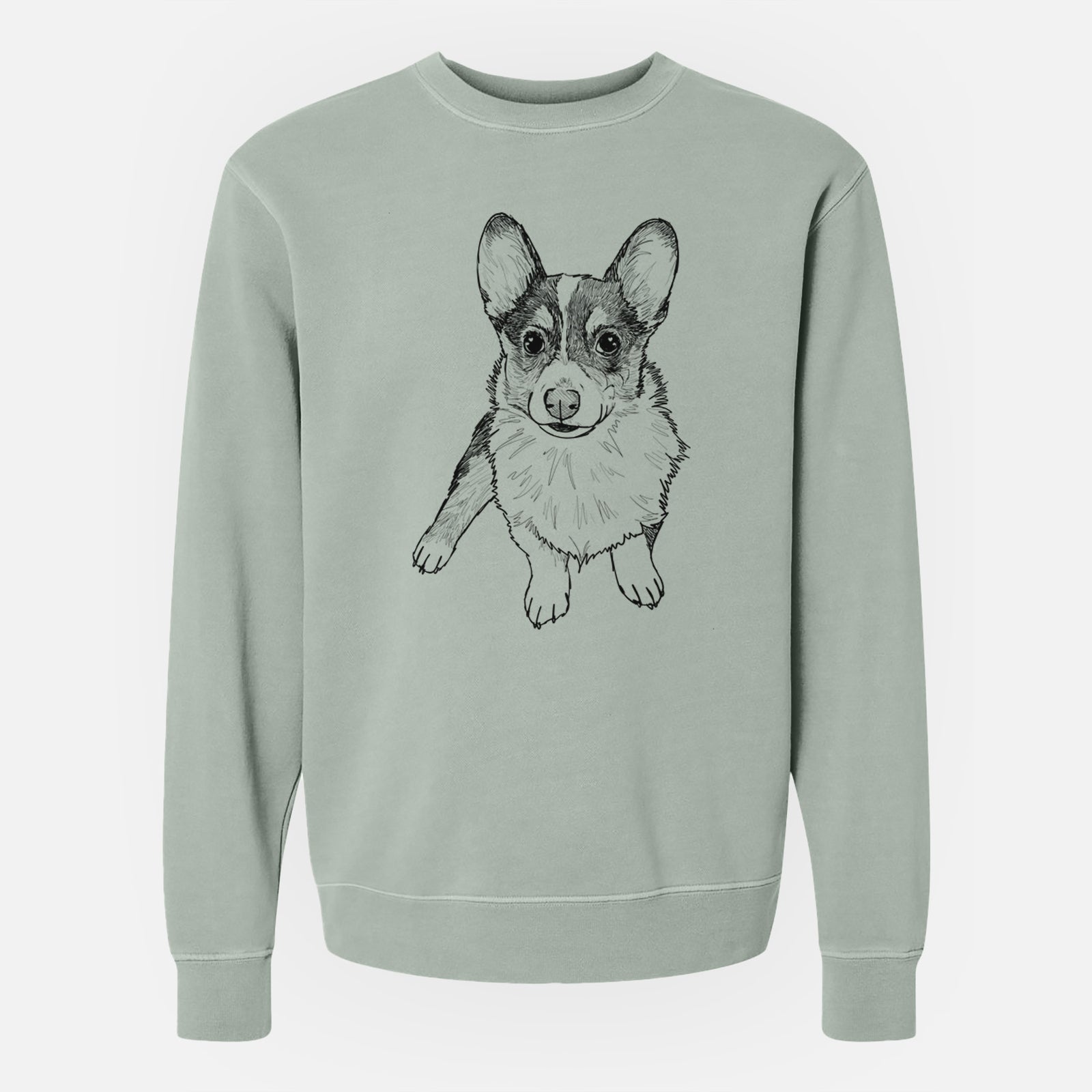 Doodled Winston the Corgi - Unisex Pigment Dyed Crew Sweatshirt
