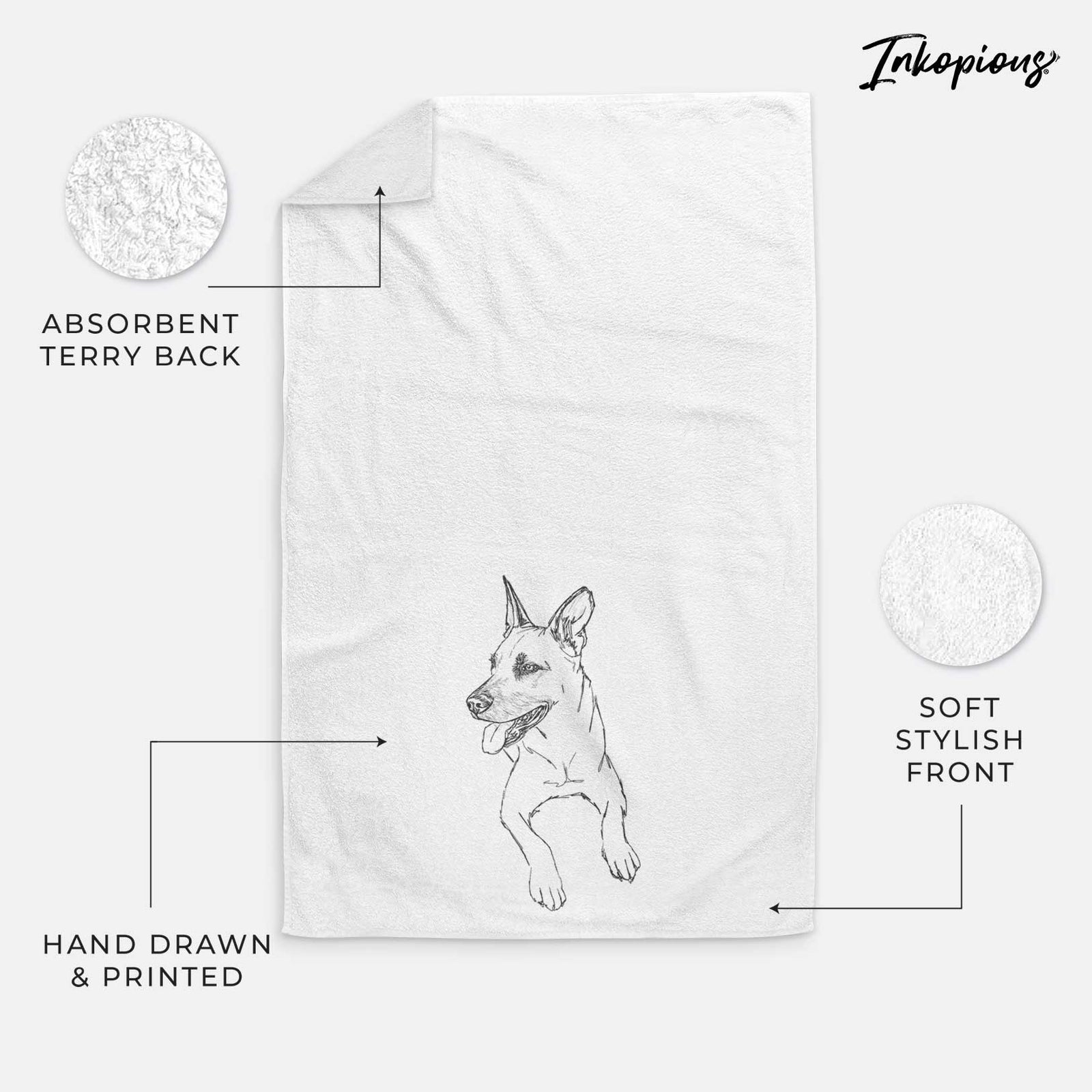 Doodled Winston the Mixed Breed Decorative Hand Towel