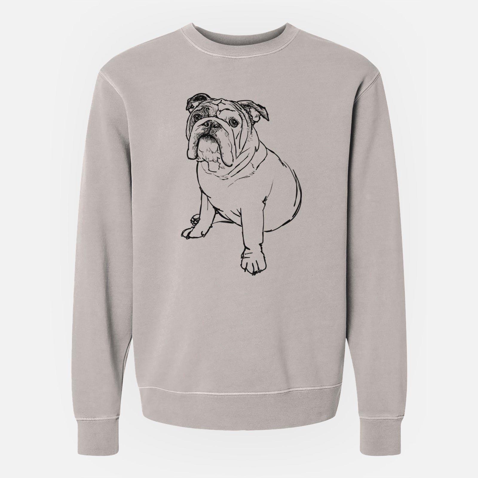 Doodled Yogi the English Bulldog - Unisex Pigment Dyed Crew Sweatshirt