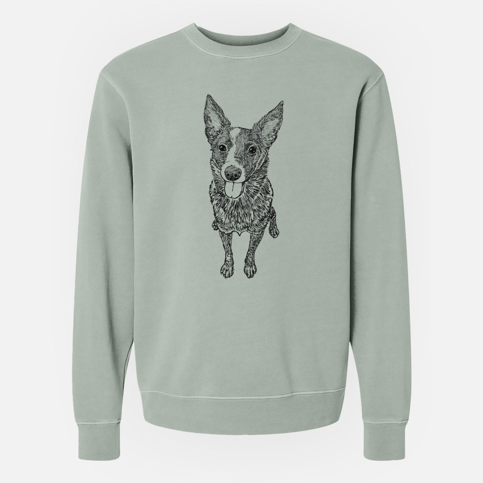 Doodled Zane the Australian Cattle Dog - Unisex Pigment Dyed Crew Sweatshirt