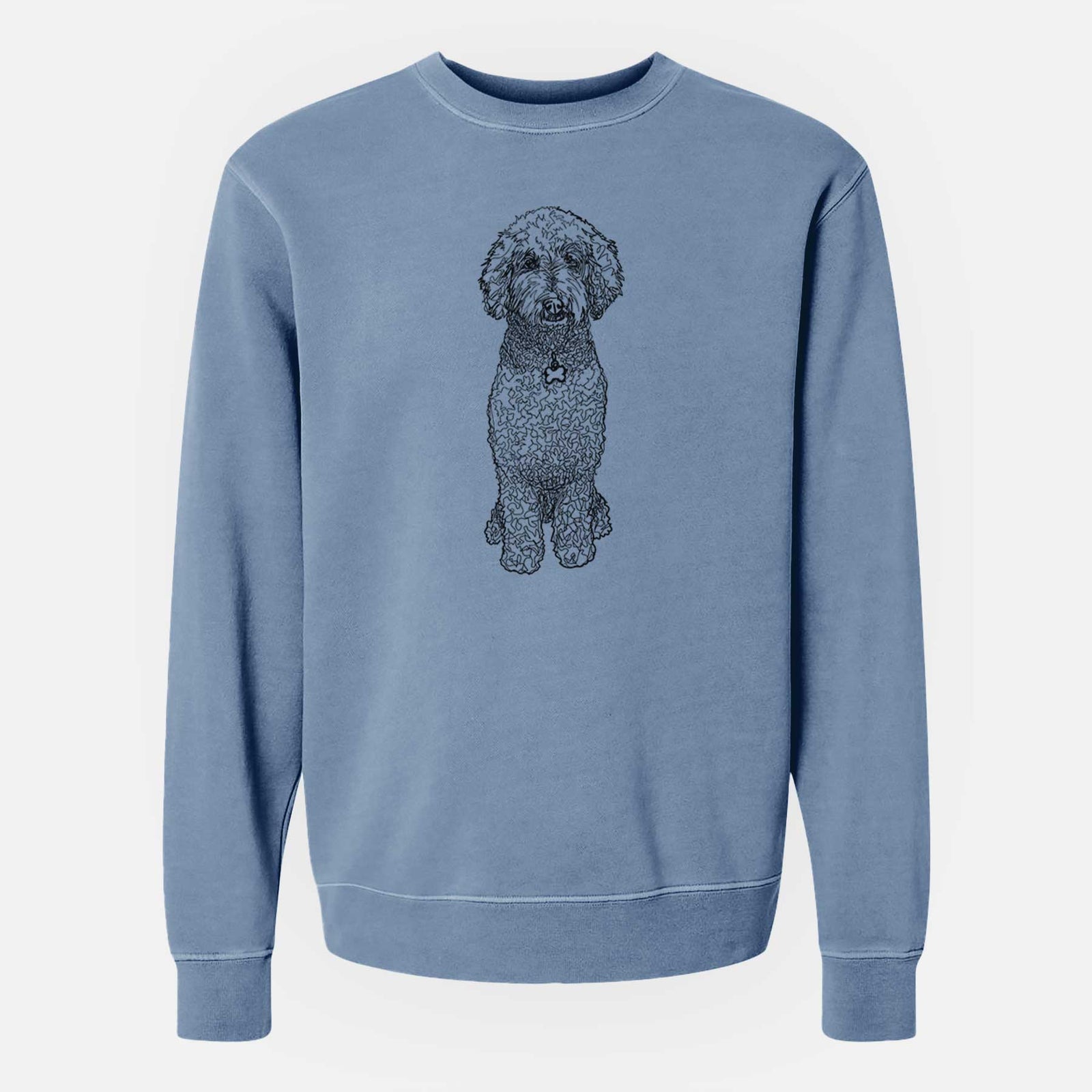 Doodled Zoe the Standard Poodle - Unisex Pigment Dyed Crew Sweatshirt