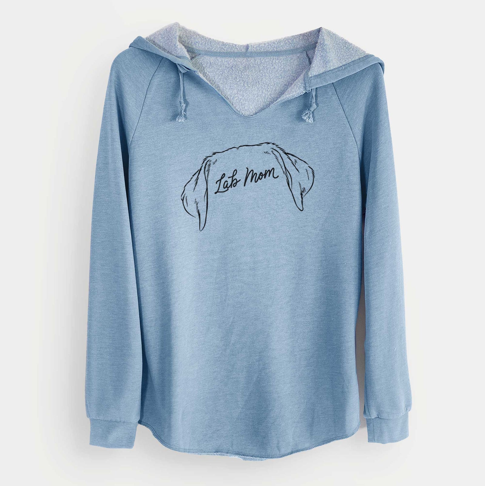 'Labrador Retriever Mom' design on a Misty Blue Cali Wave Hooded Sweatshirt
