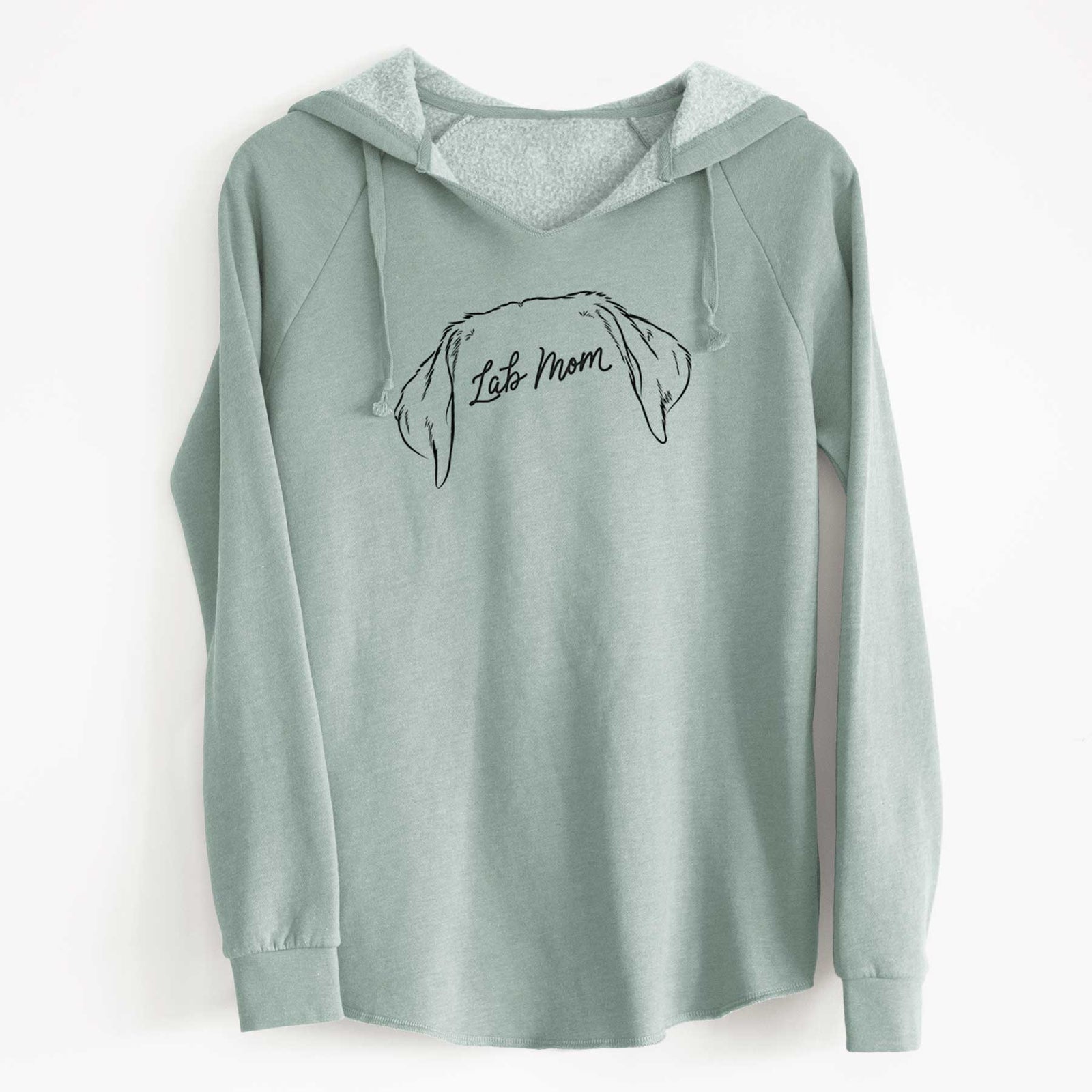 'Labrador Retriever Mom' design on a Sage Cali Wave Hooded Sweatshirt