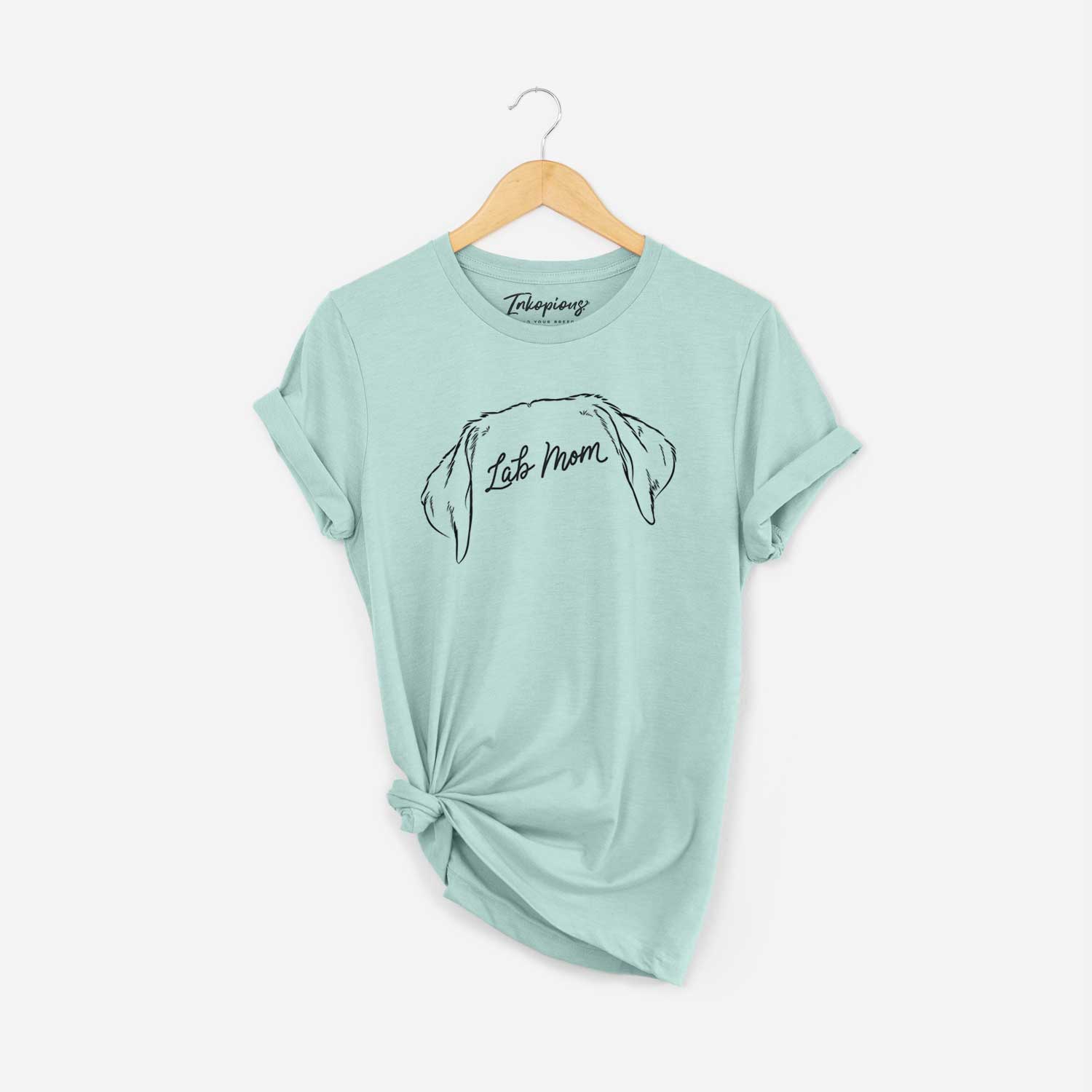 'Labrador Retriever Mom' design on a Heather Sage Unisex crewneck