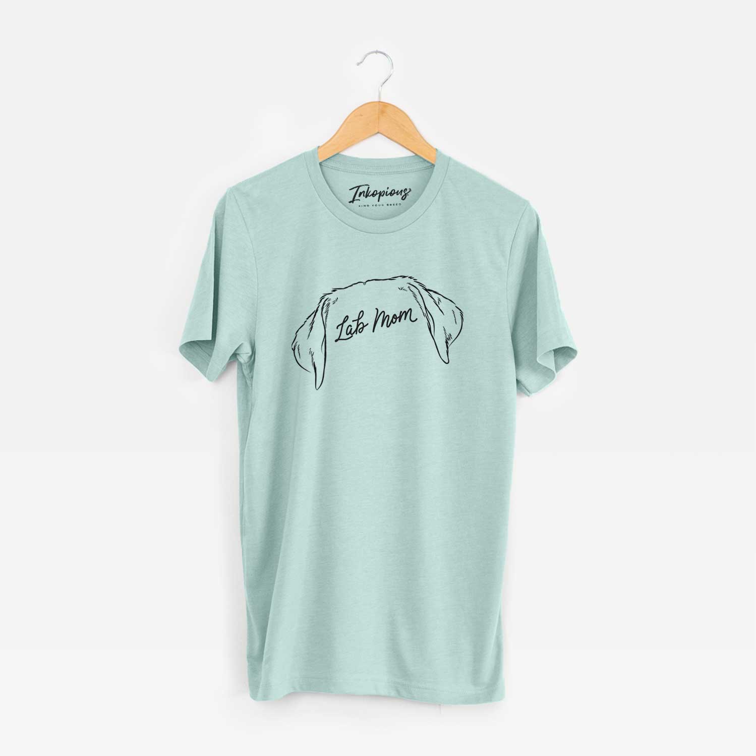 'Labrador Retriever Mom' design on a Heather Sage Unisex crewneck
