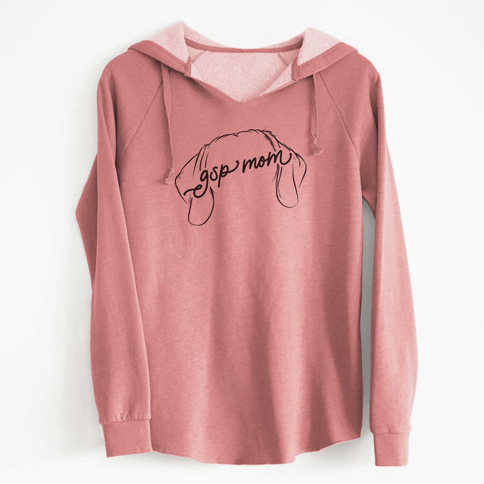 'German Shorthaired Pointer Mom' design on a Dusty Rose Cali Wave Hooded Sweatshirt