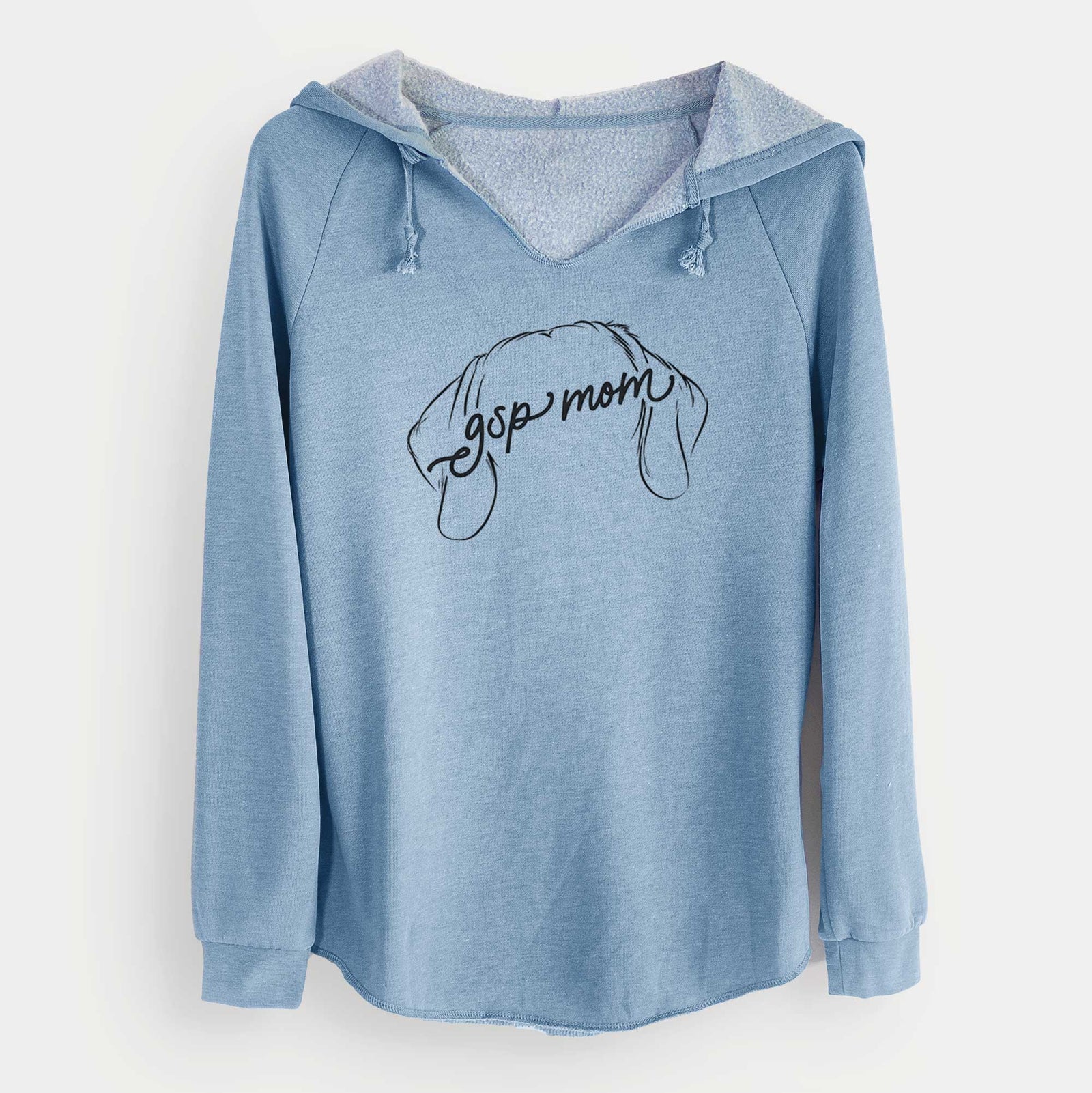 'German Shorthaired Pointer Mom' design on a Misty Blue Cali Wave Hooded Sweatshirt