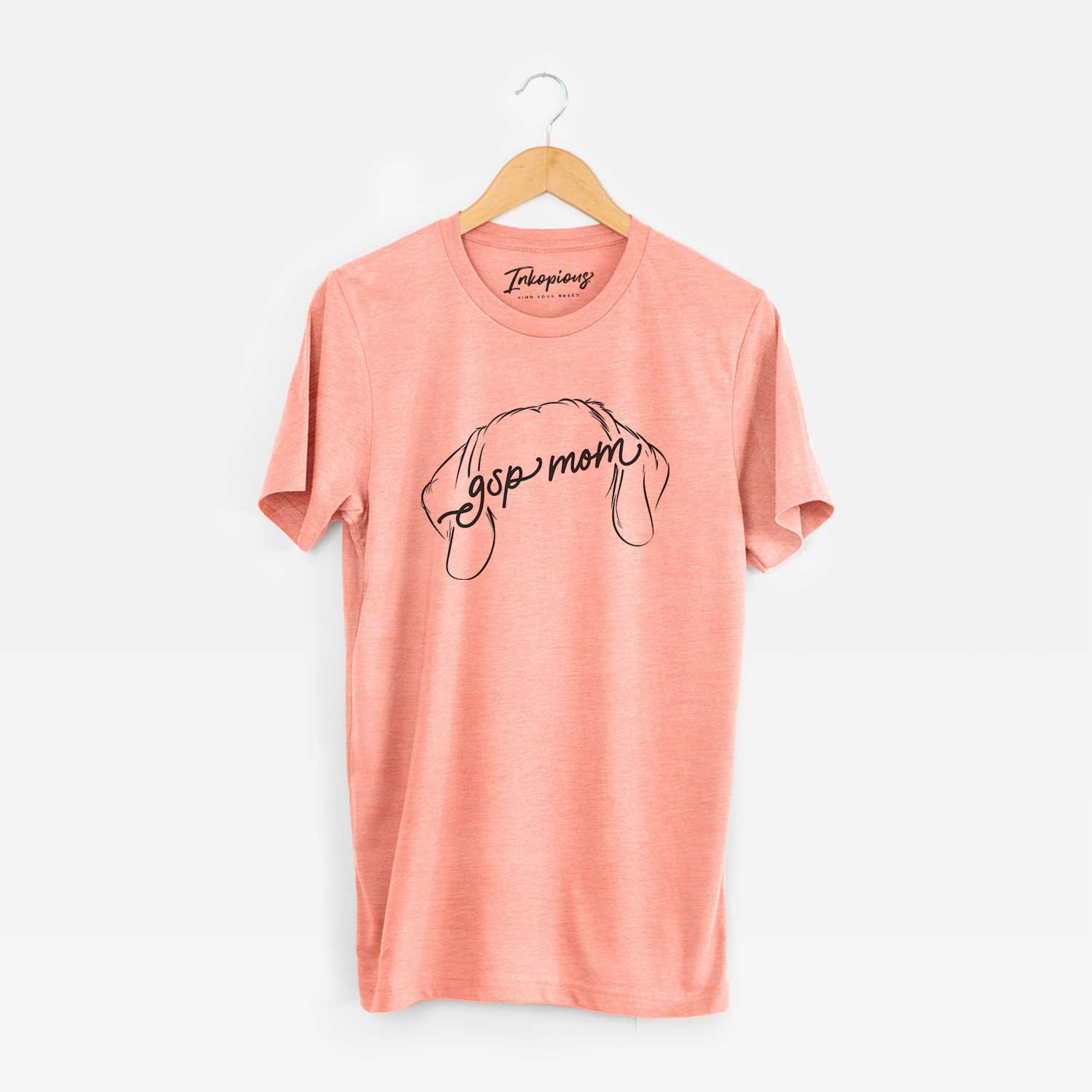 'German Shorthaired Pointer Mom' design on a Sunset Unisex crewneck