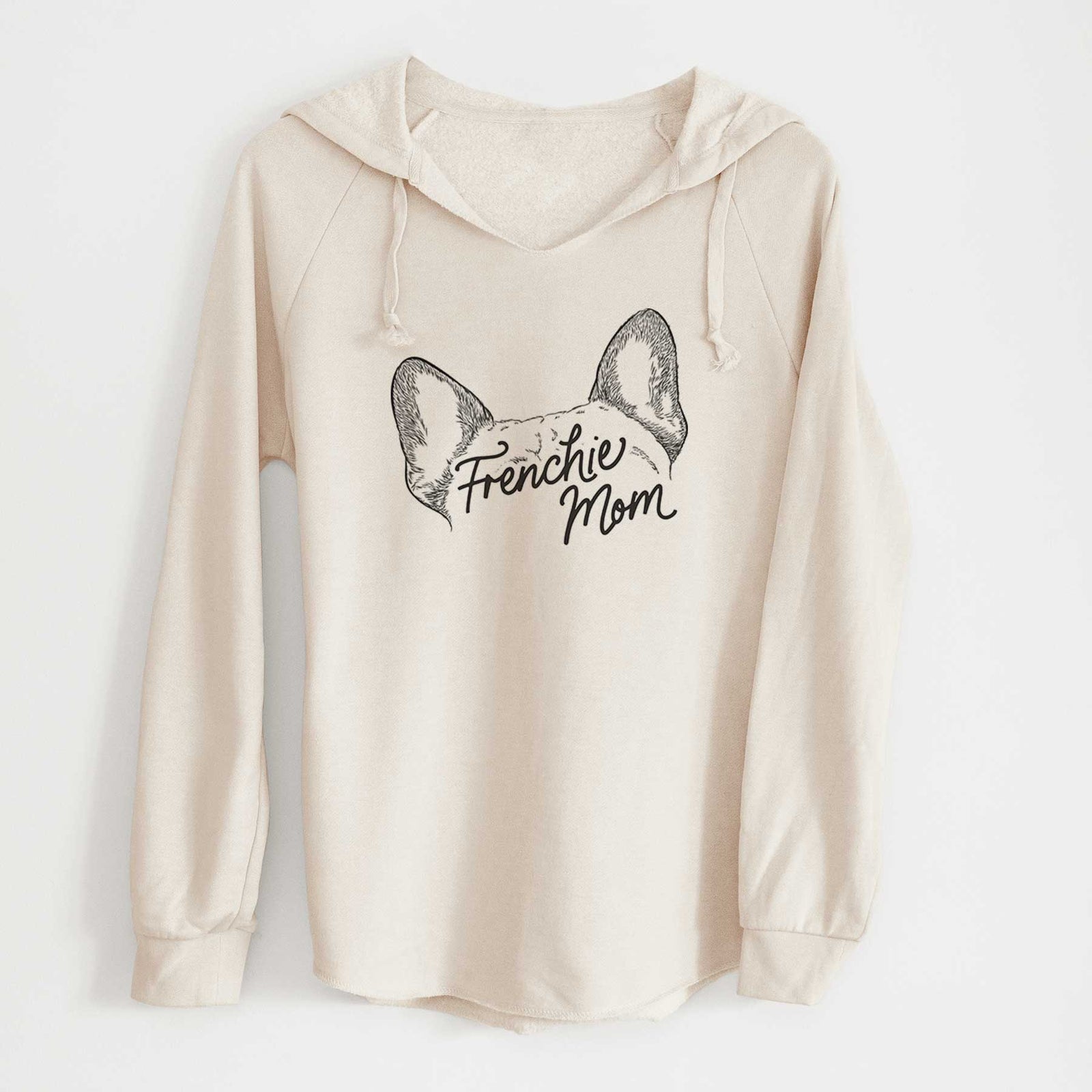 'French Bulldog Mom' design on a Bone Cali Wave Hooded Sweatshirt