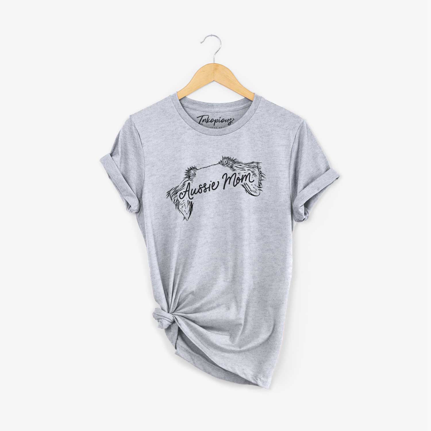 'Australian Shepherd Mom' design on a Grey Unisex crewneck