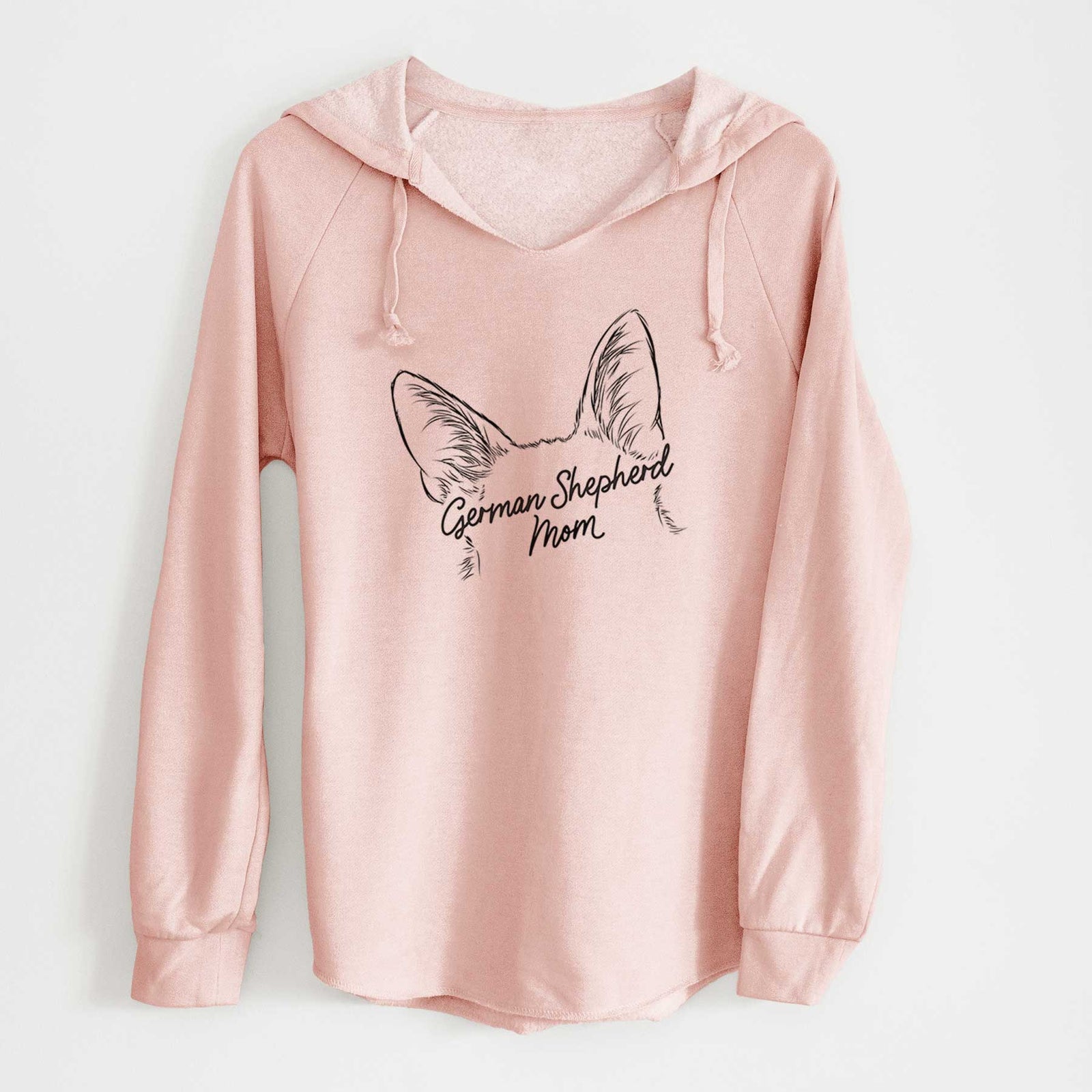 'German Shepherd Mom' design on a Blush Cali Wave Hooded Sweatshirt