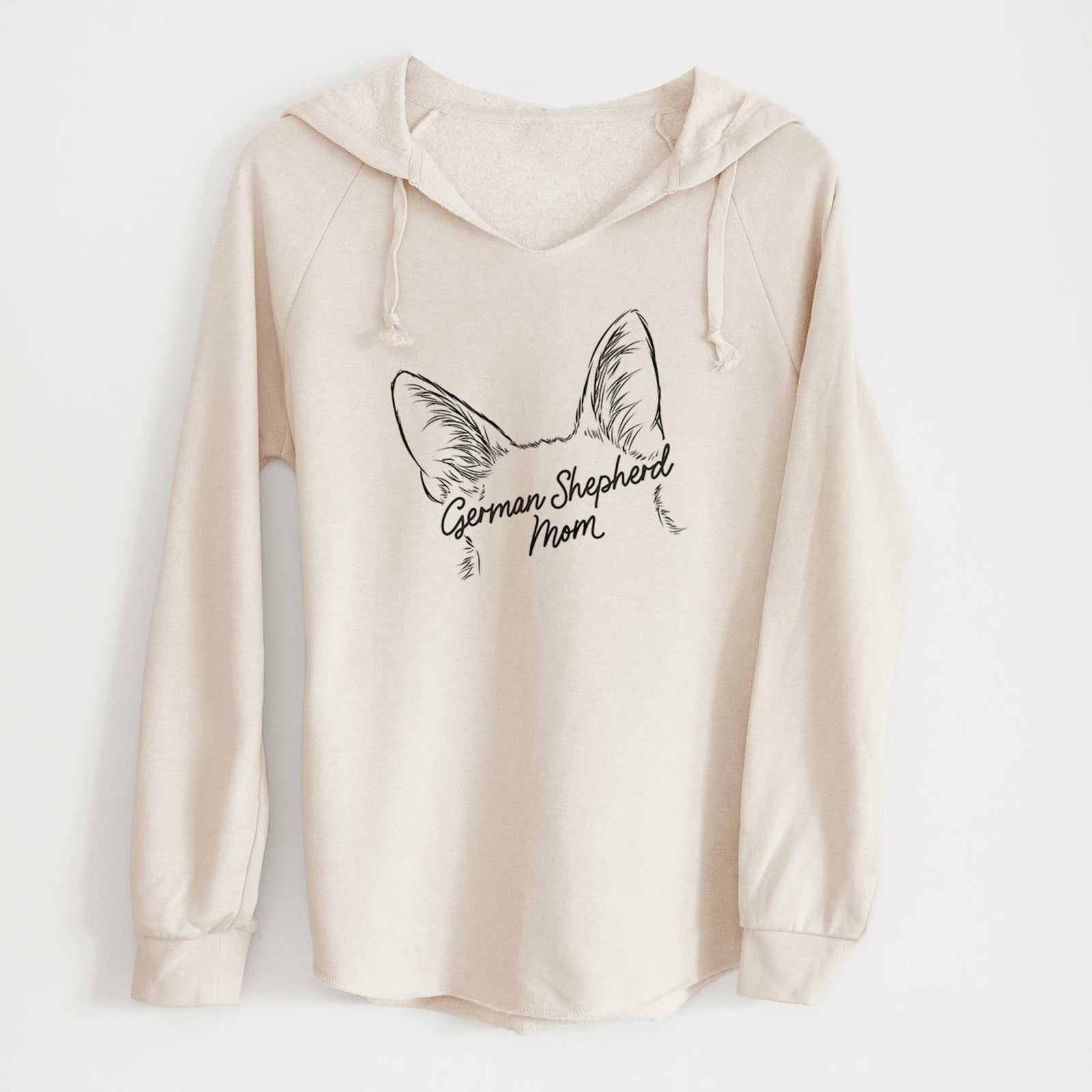 'German Shepherd Mom' design on a Bone Cali Wave Hooded Sweatshirt
