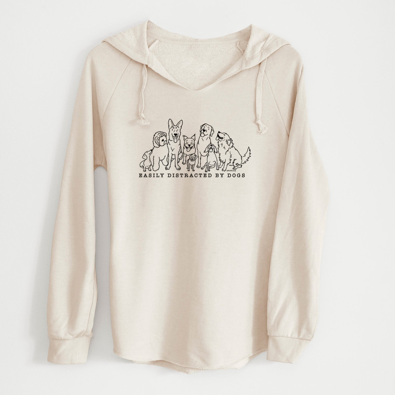 'Distracted by Dogs' design on a Bone Cali Wave Hooded Sweatshirt