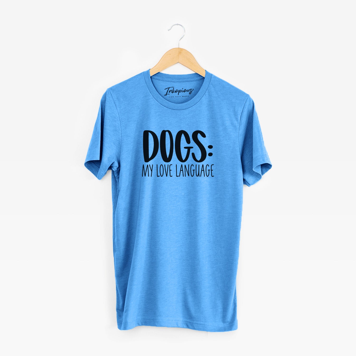 'Dogs: My Love Language' design on a Blue Unisex crewneck