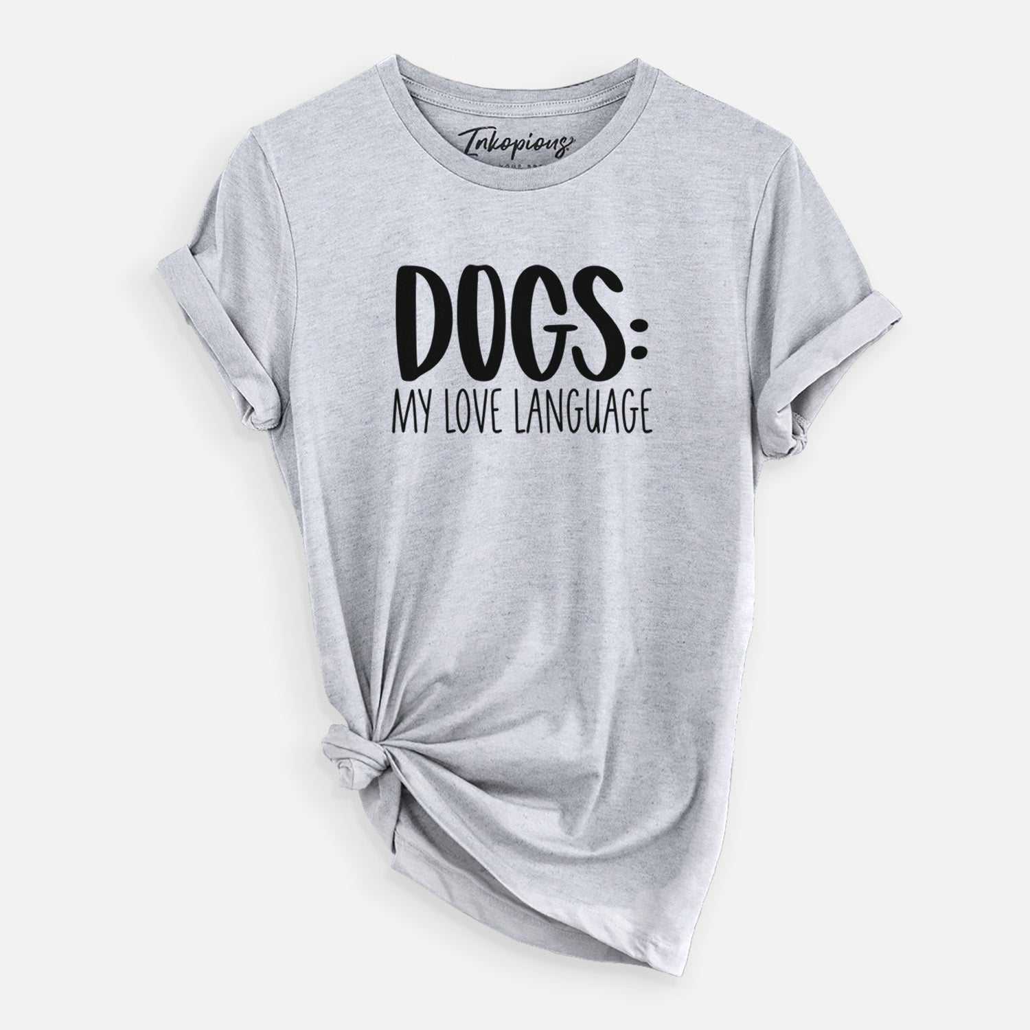 'Dogs: My Love Language' design on a Grey Unisex crewneck
