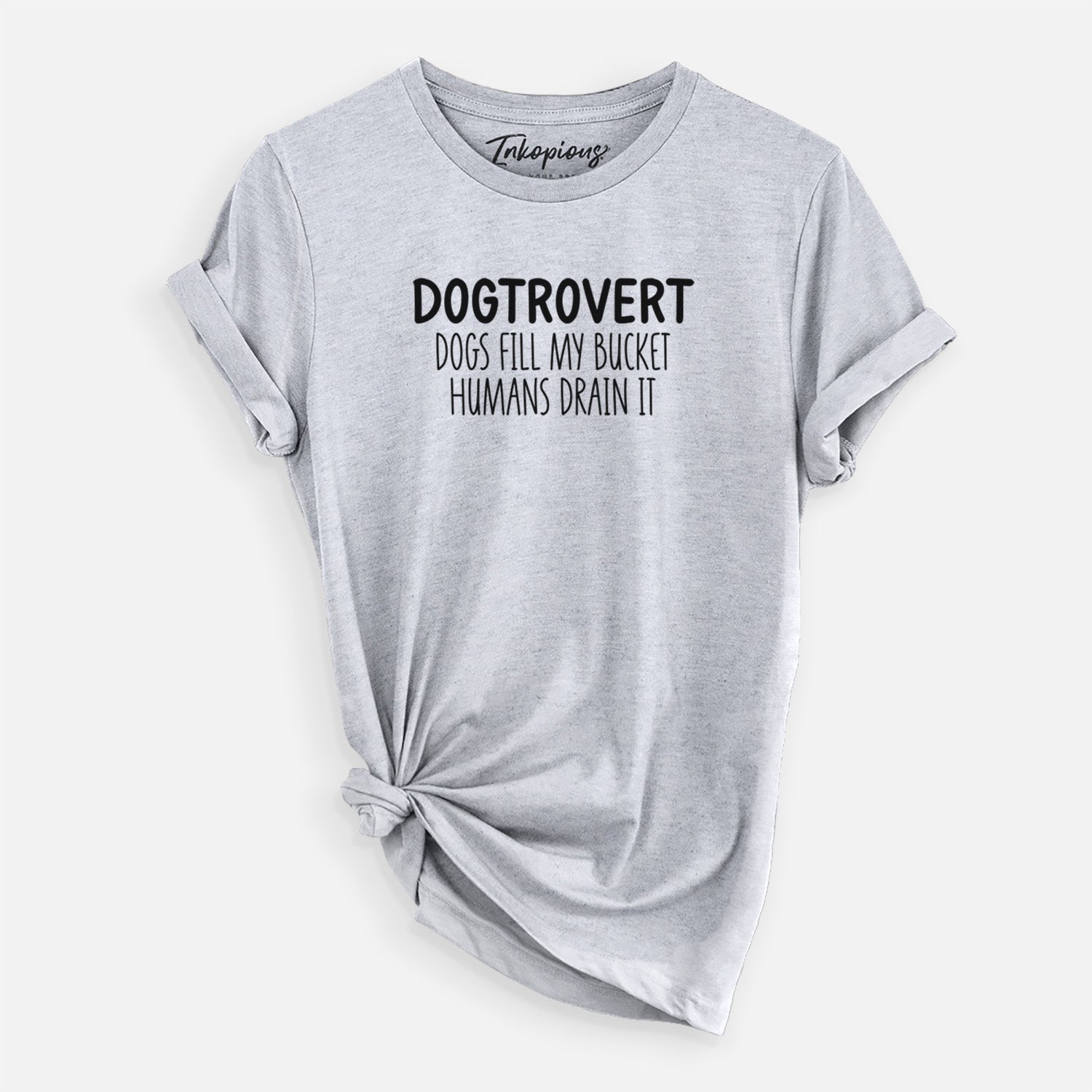 'Dogtrovert - Dogs Fill My Bucket Humans Drain It' design on a Grey Unisex crewneck