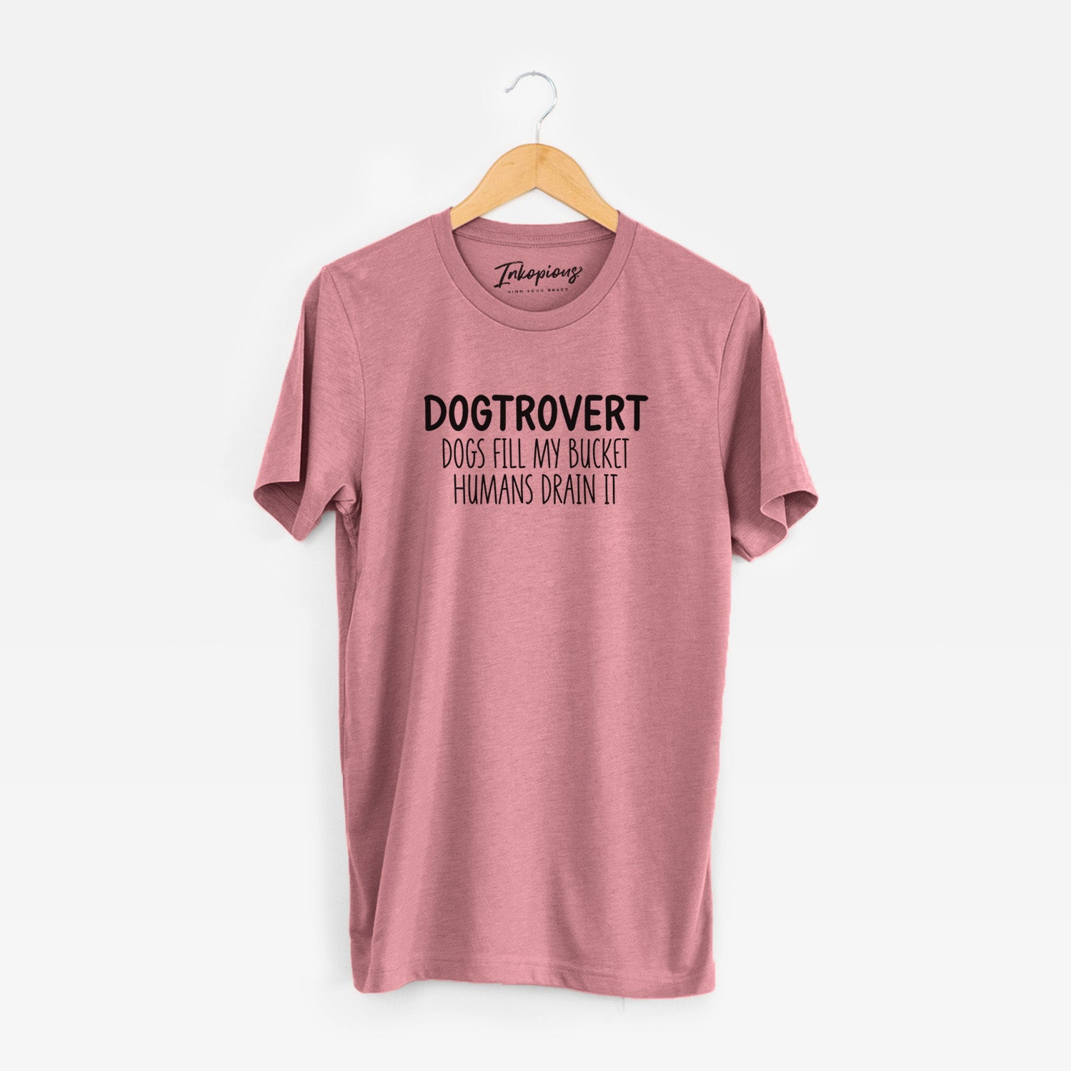 'Dogtrovert - Dogs Fill My Bucket Humans Drain It' design on a Mauve Unisex crewneck