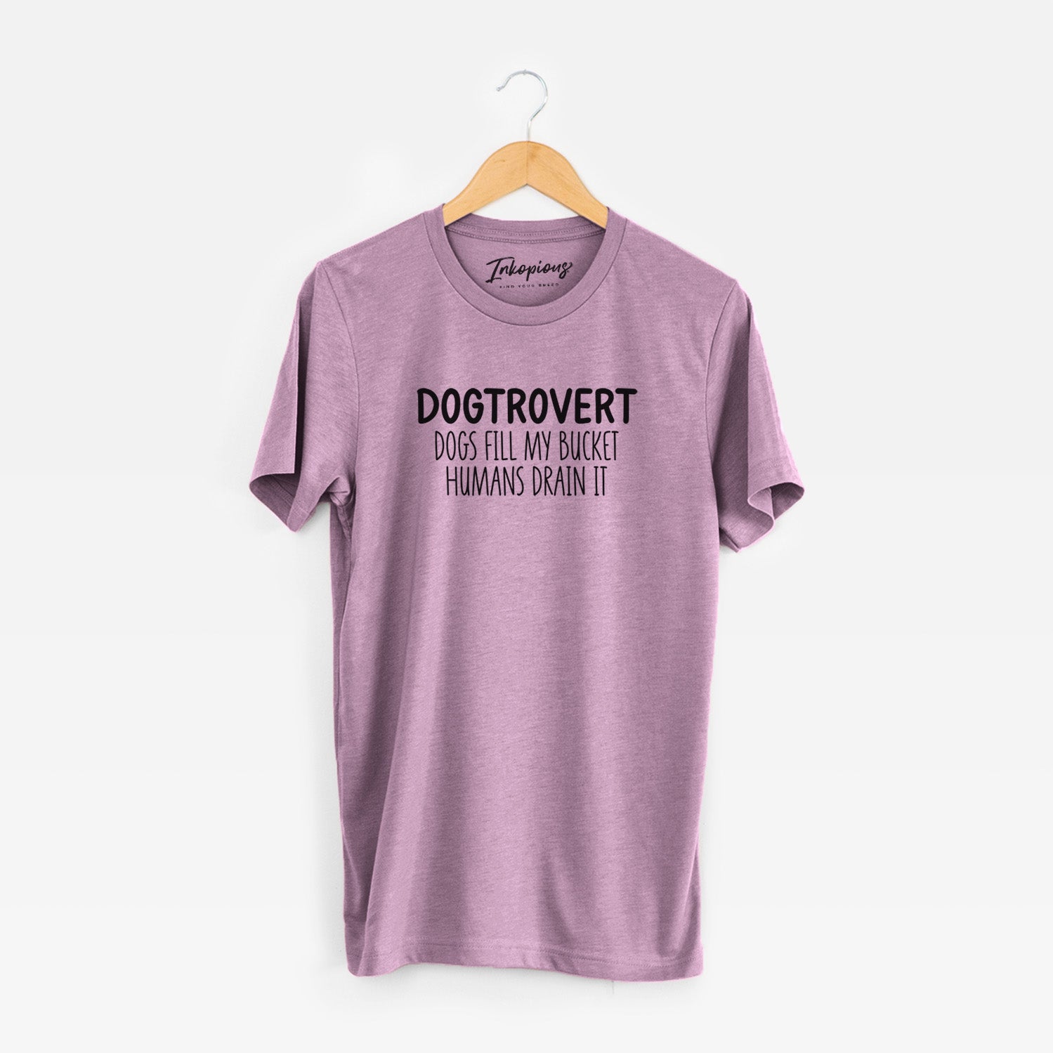 'Dogtrovert - Dogs Fill My Bucket Humans Drain It' design on an Orchid Unisex crewneck