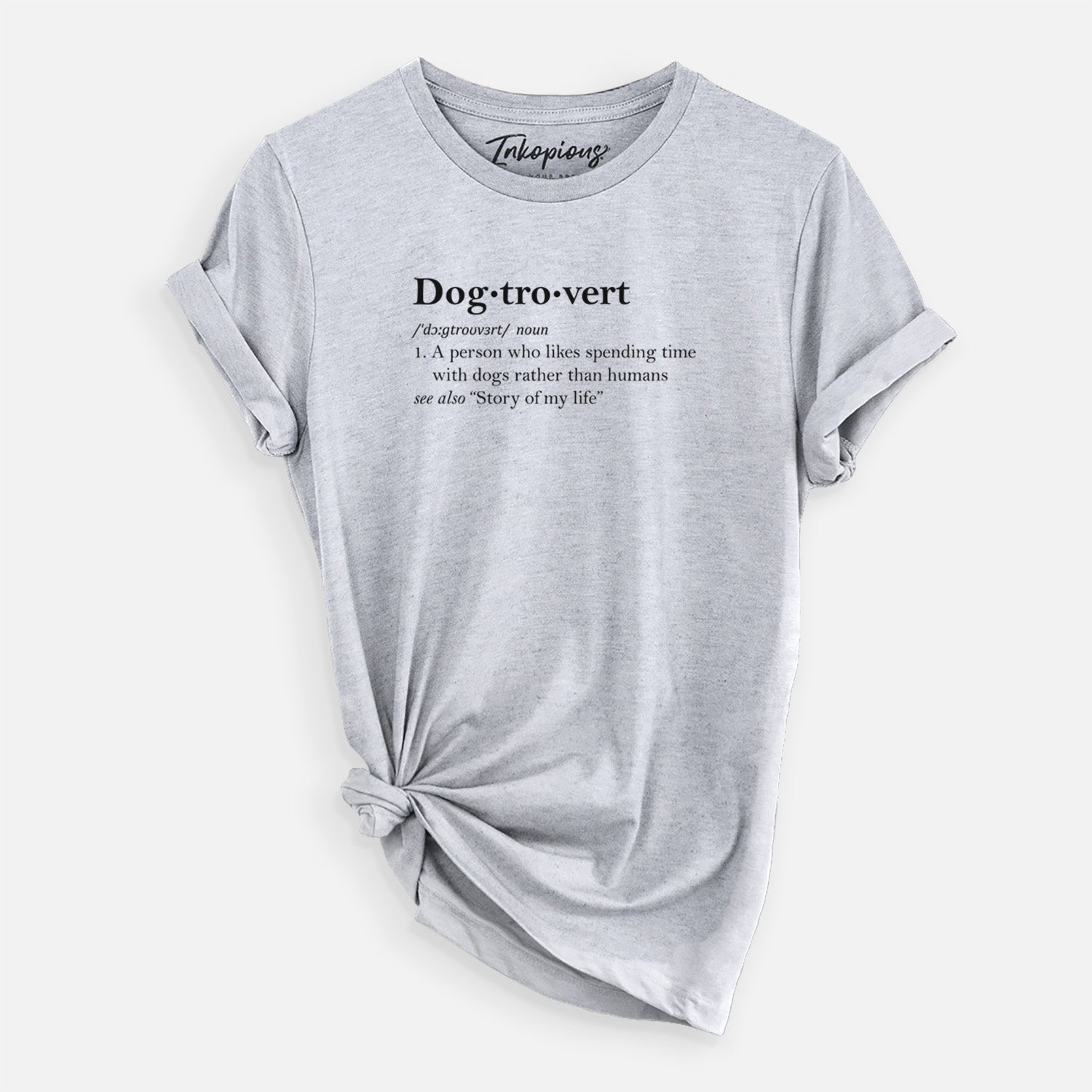 'Dogtrovert Definition' design on a Grey Unisex crewneck