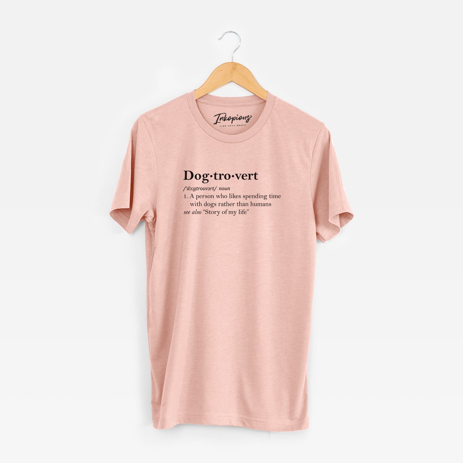 'Dogtrovert Definition' design on a Peach Unisex crewneck