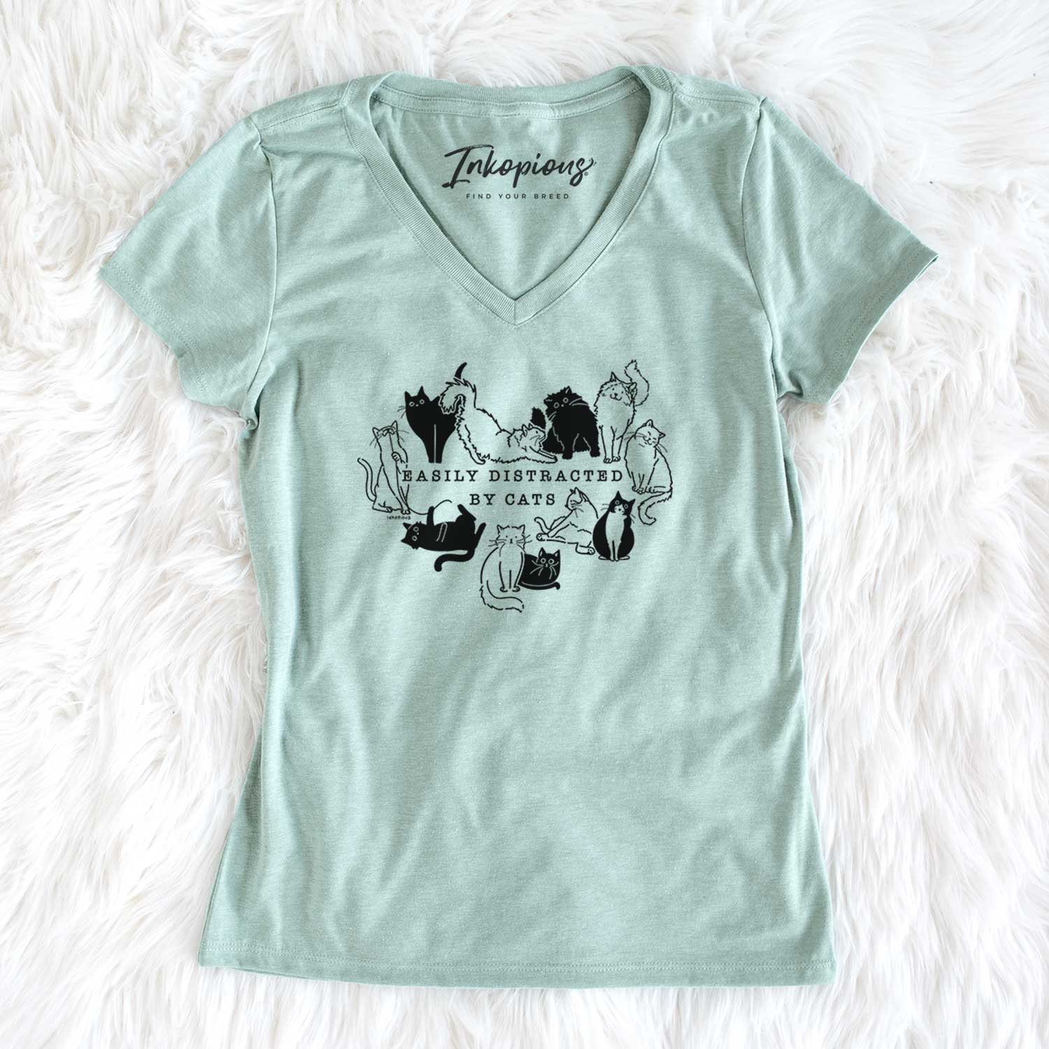 Easily Distracted by Cats - Women's V-neck Shirt
