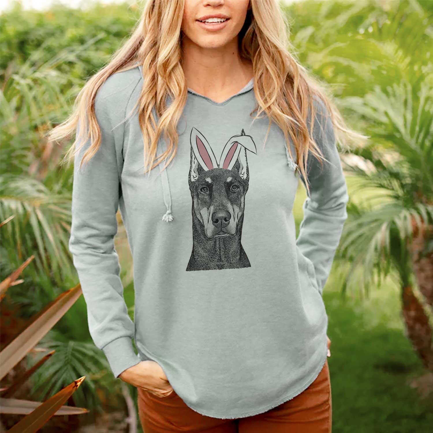 Easter Drake the Doberman Pinscher - Cali Wave Hooded Sweatshirt