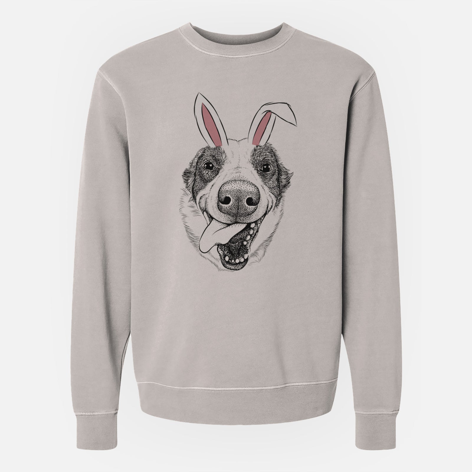 Easter Elwood the Border Collie - Unisex Pigment Dyed Crew Sweatshirt