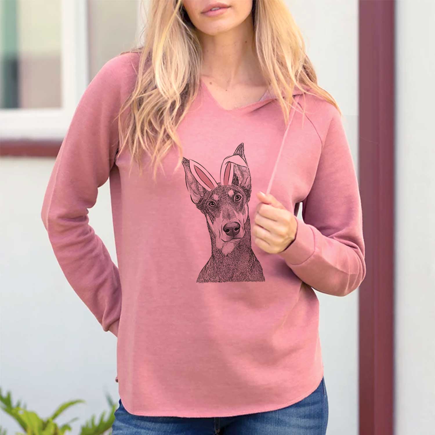 Easter Jenna the Doberman Pinscher - Cali Wave Hooded Sweatshirt