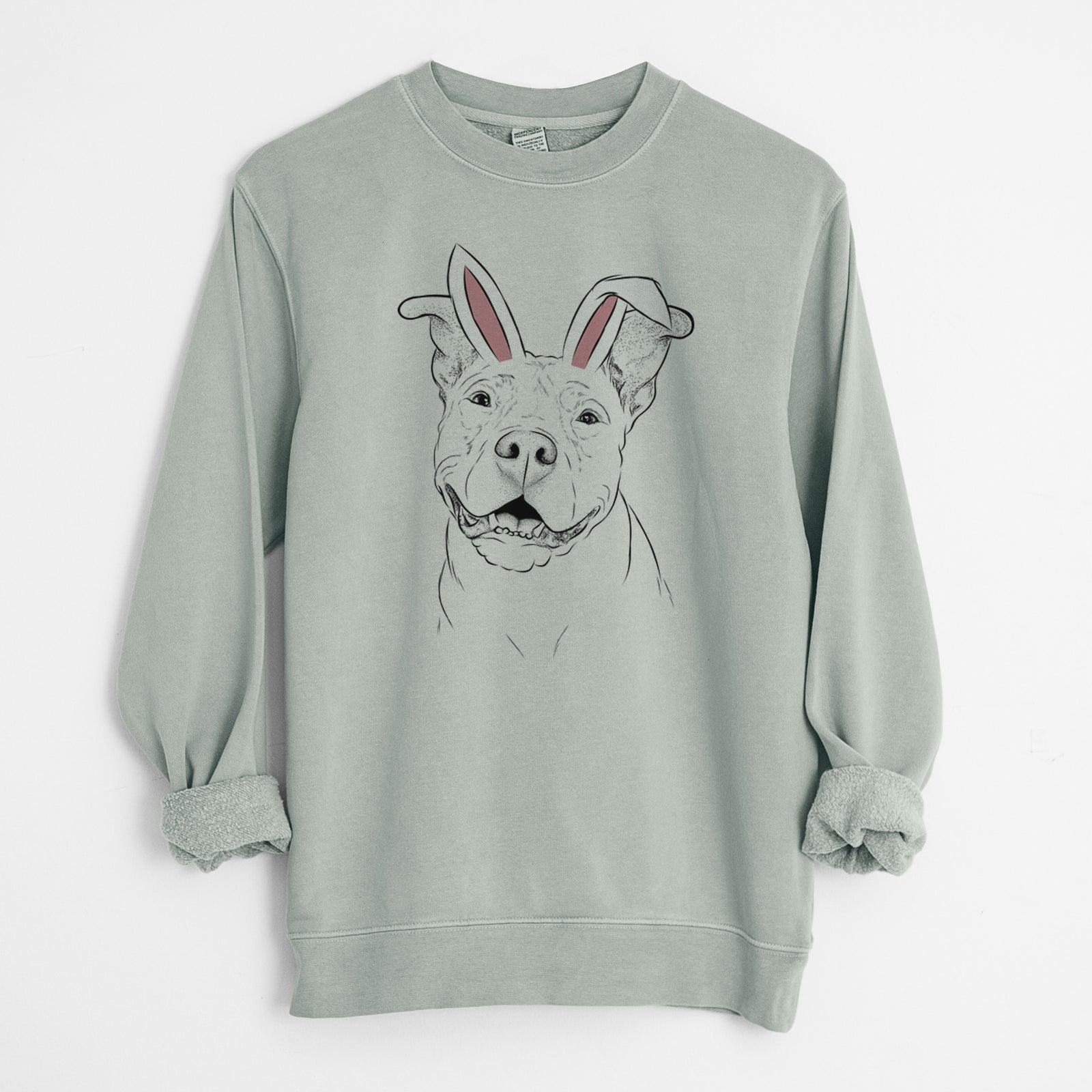 Easter Malibu the Staffordshire Terrier/Pitbull Mix - Unisex Pigment Dyed Crew Sweatshirt