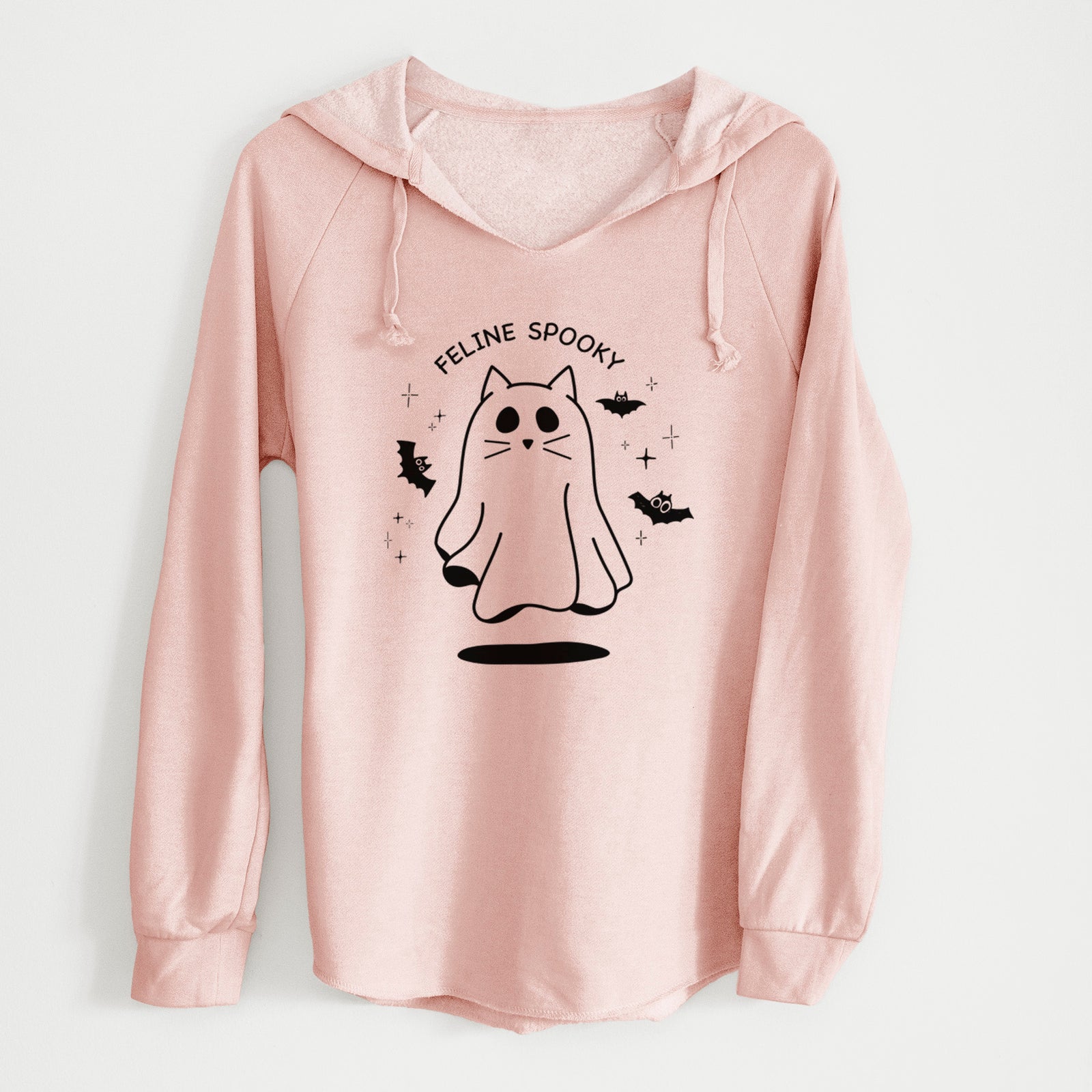 'Feline Spooky' design on a Blush Cali Wave Hooded Sweatshirt