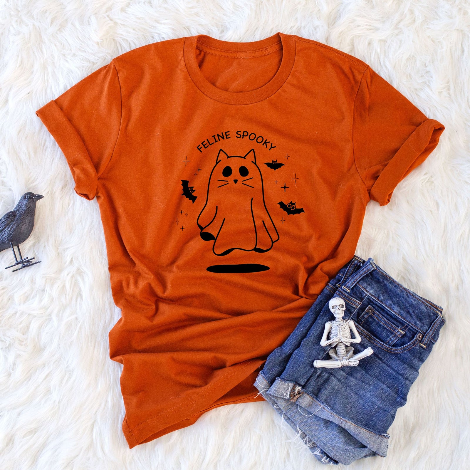 'Feline Spooky' design on an Autumn Unisex crewneck