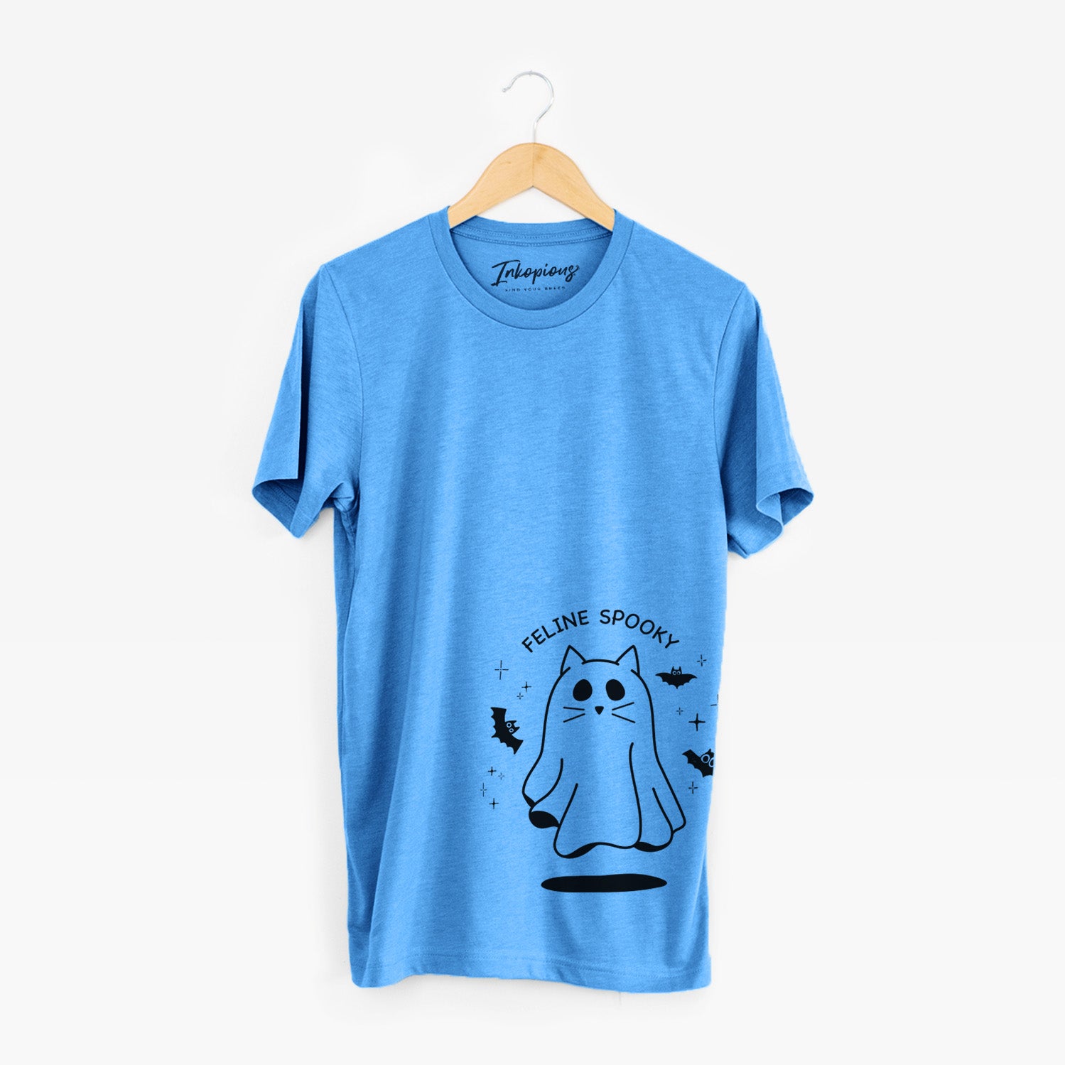 'Feline Spooky' design on a Blue Unisex crewneck