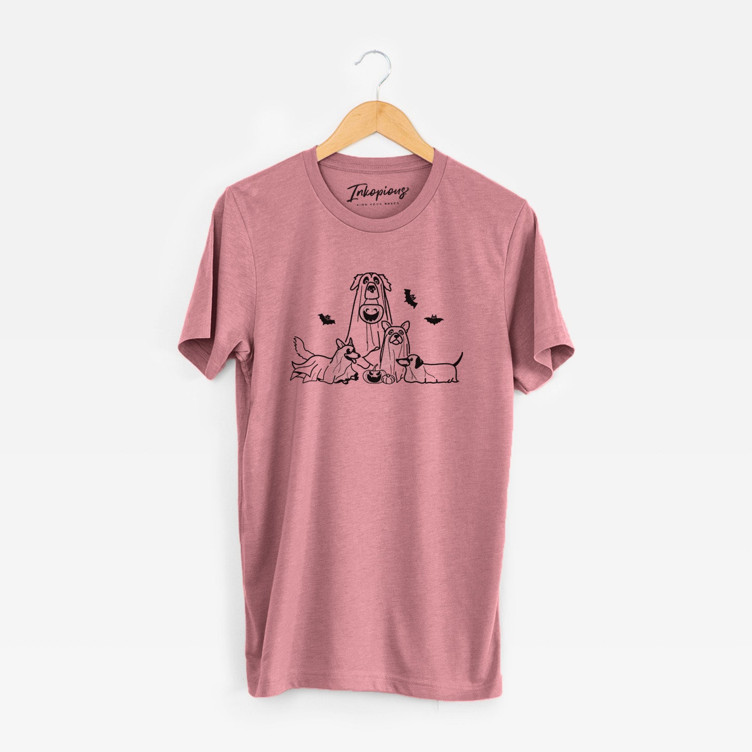 'Ghost Pups' design on a Mauve Unisex crewneck