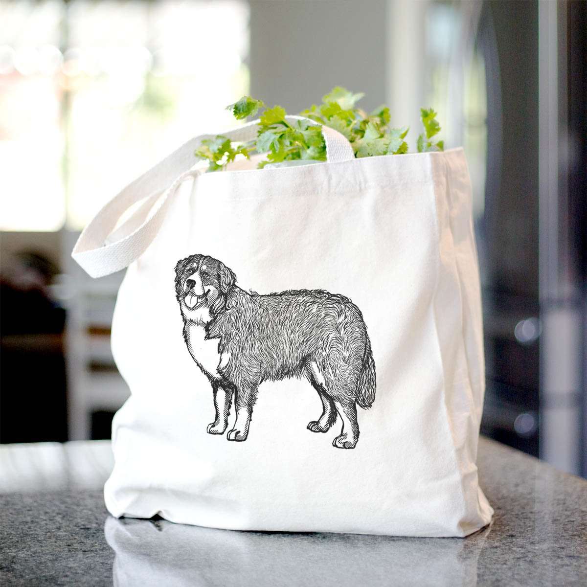 Halftone Bernese Mountain Dog - Tote Bag