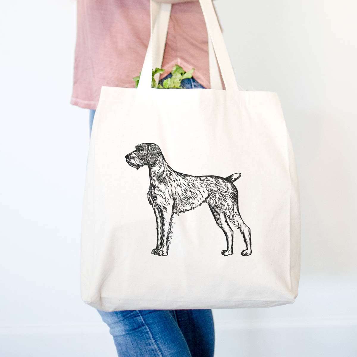 Halftone German Wirehaired Pointer - Tote Bag