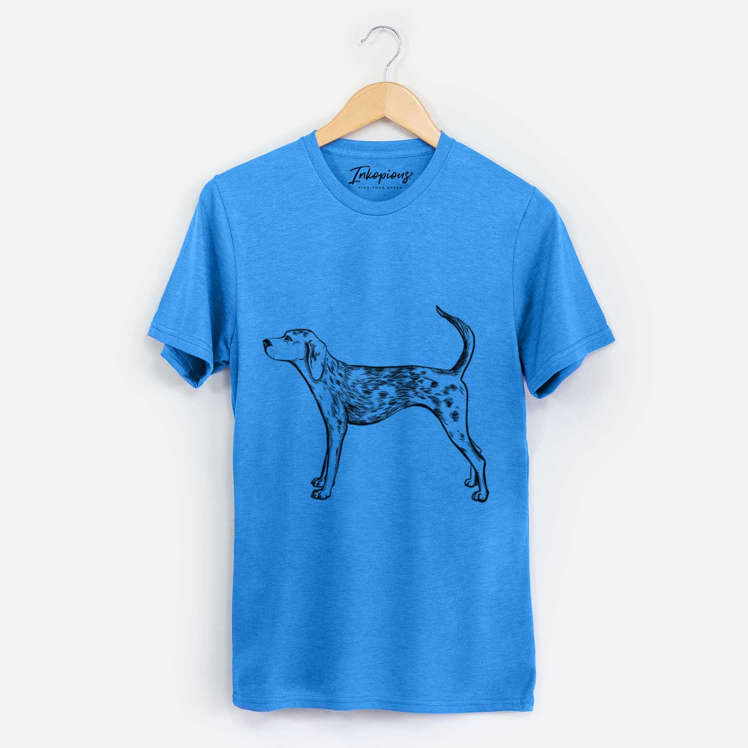 Full-body sketch of an American Leopard on a Blue Unisex crewneck