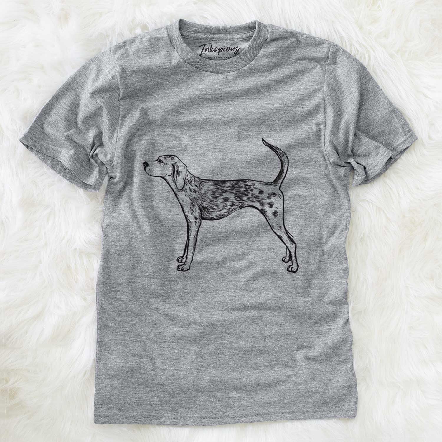 Full-body sketch of an American Leopard on a Grey Unisex crewneck